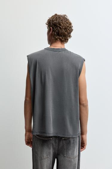 Faded-effect sleeveless T-shirt — LEAD 4
