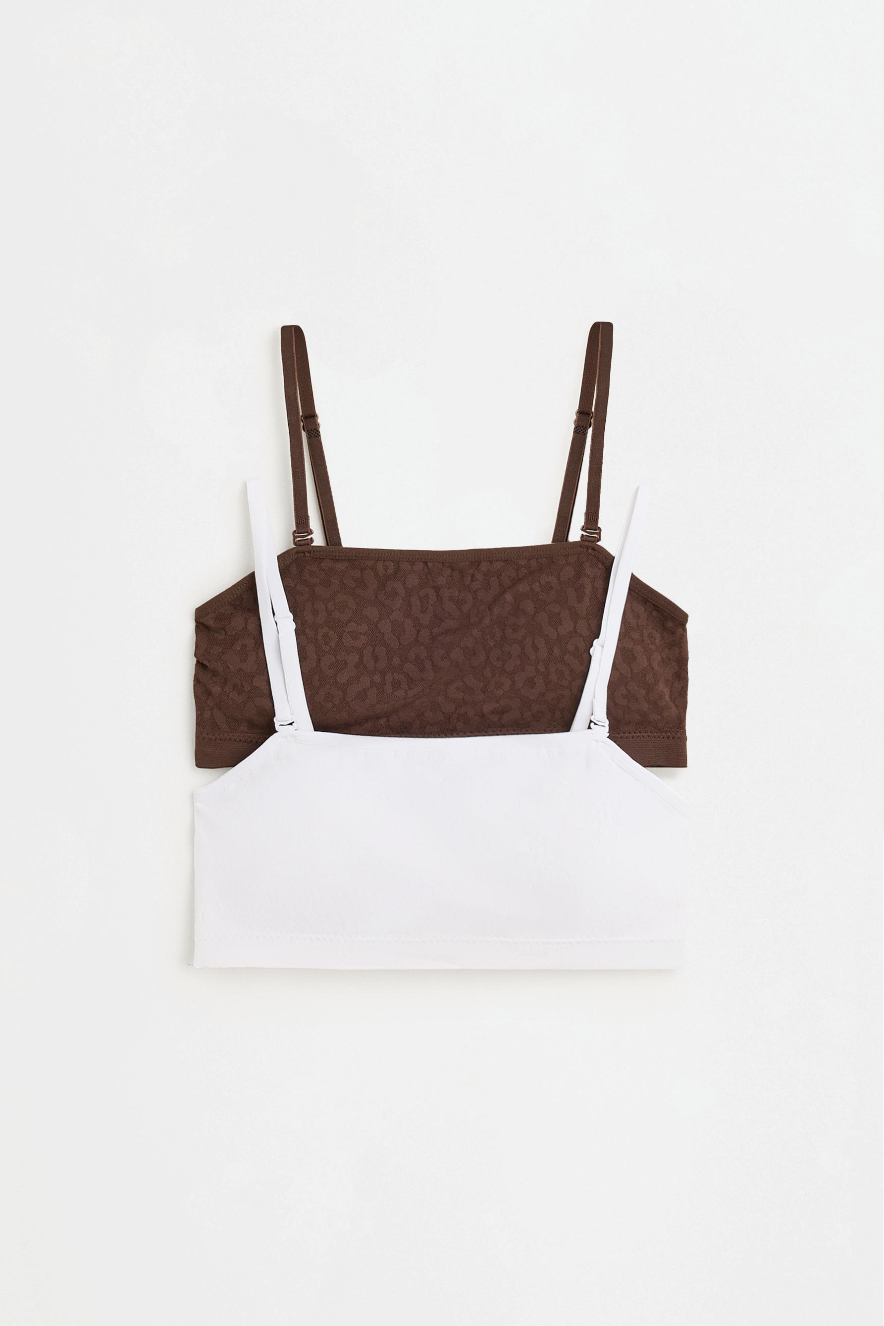 Animal jacquard seamless bras (2-pack) — BROWN/WHITE