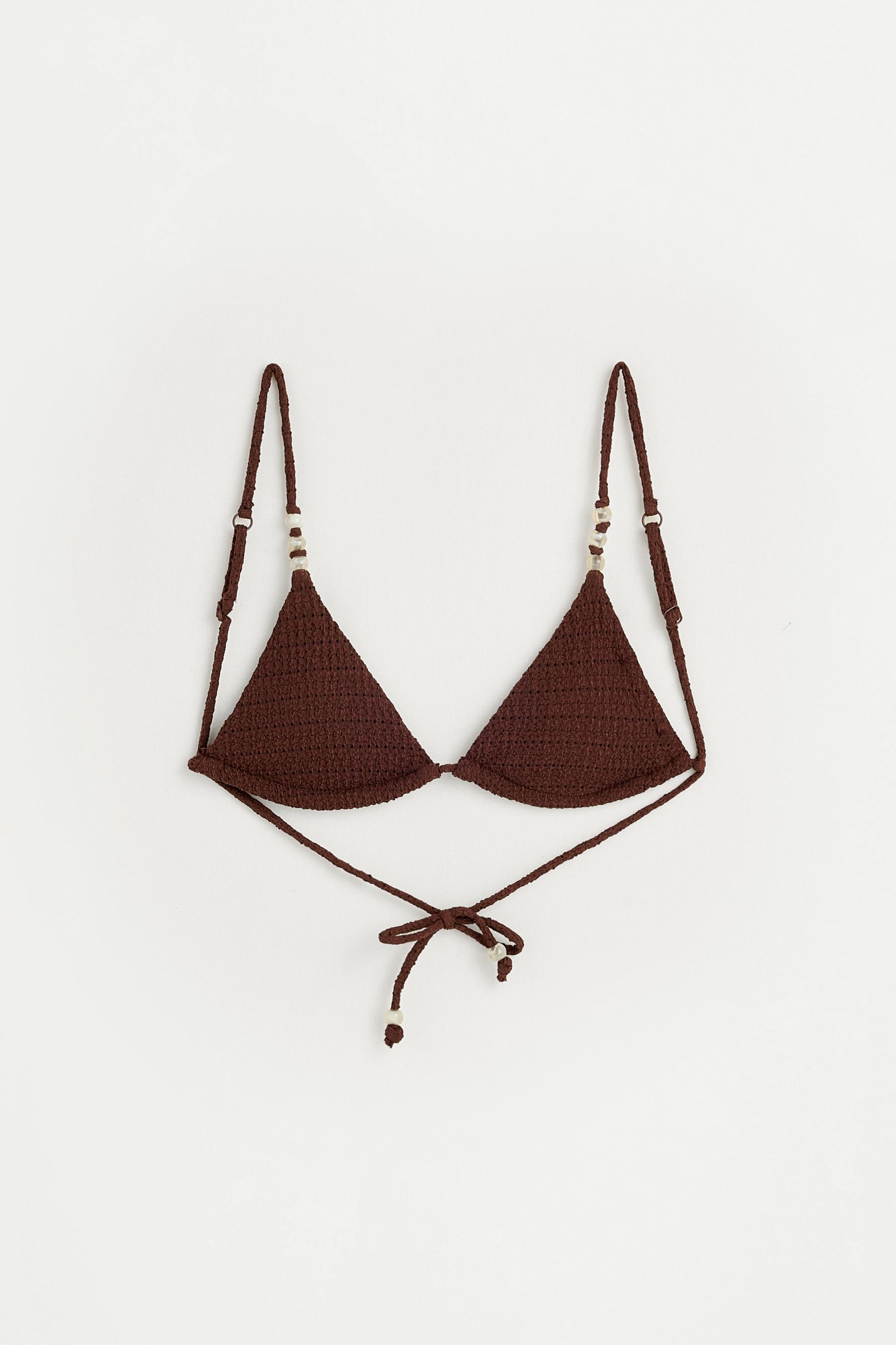 Beaded bikini top — BROWN