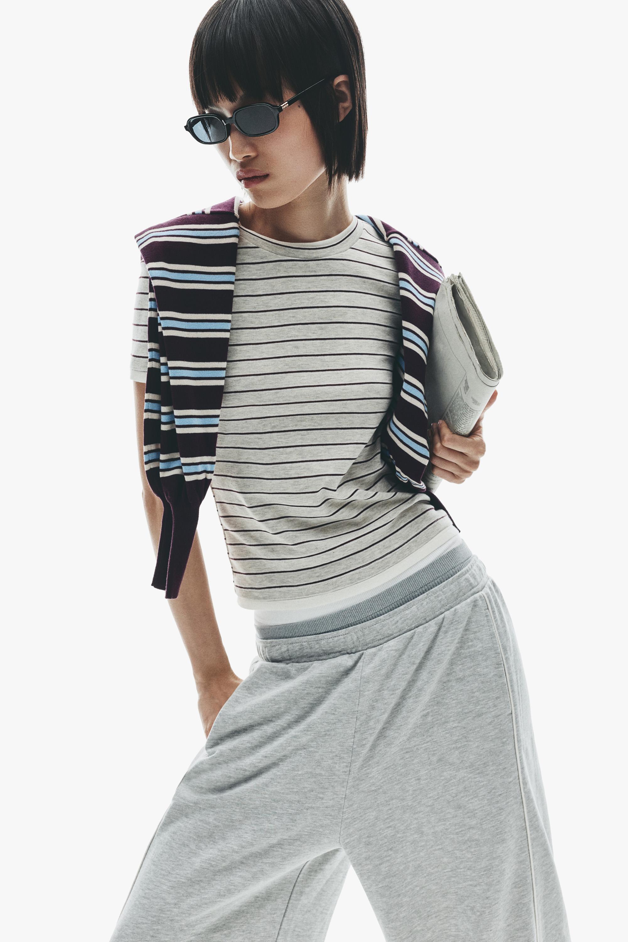 Striped T-shirt — GREY MARL