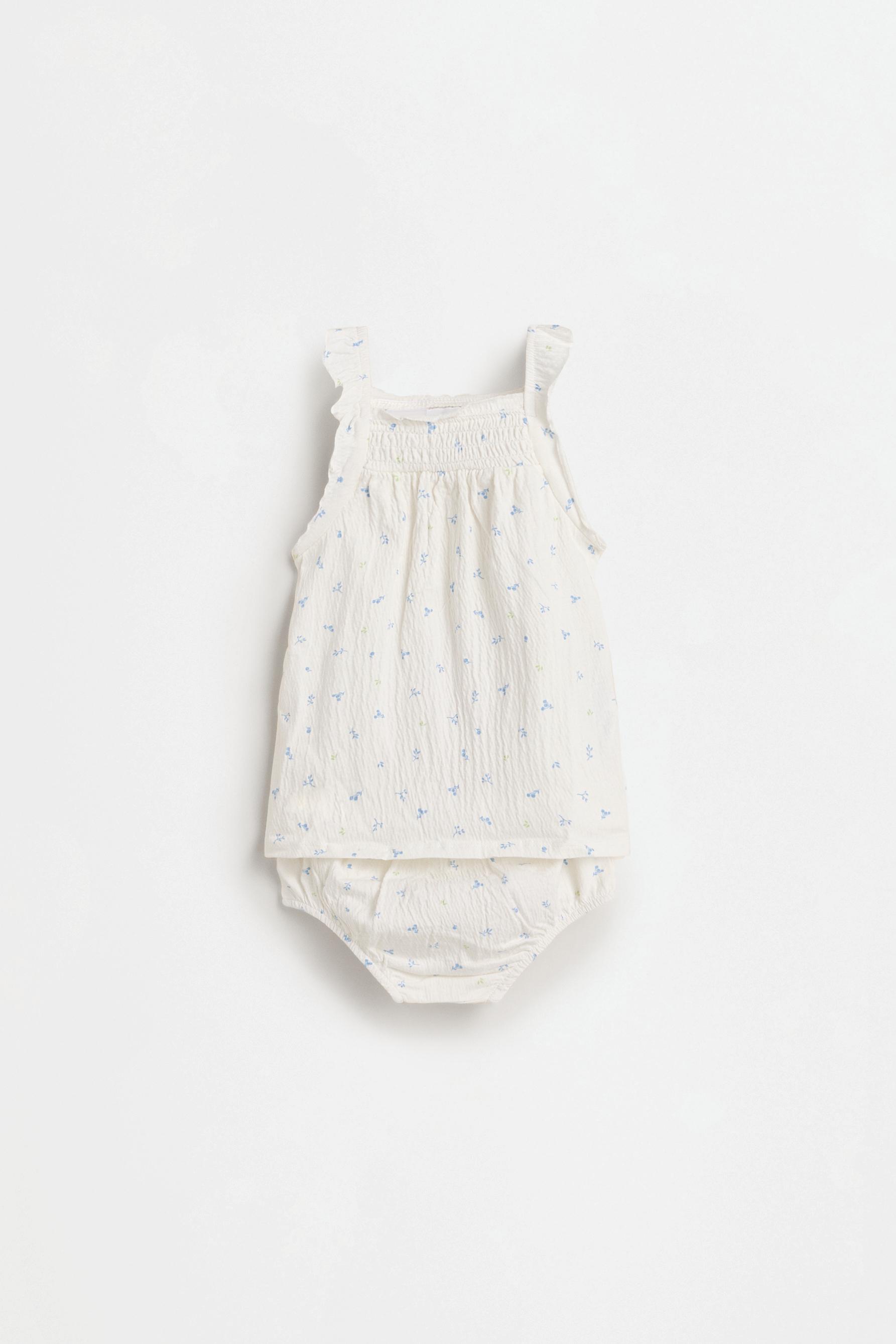 Crepe dress and bloomer set — OFF WHITE