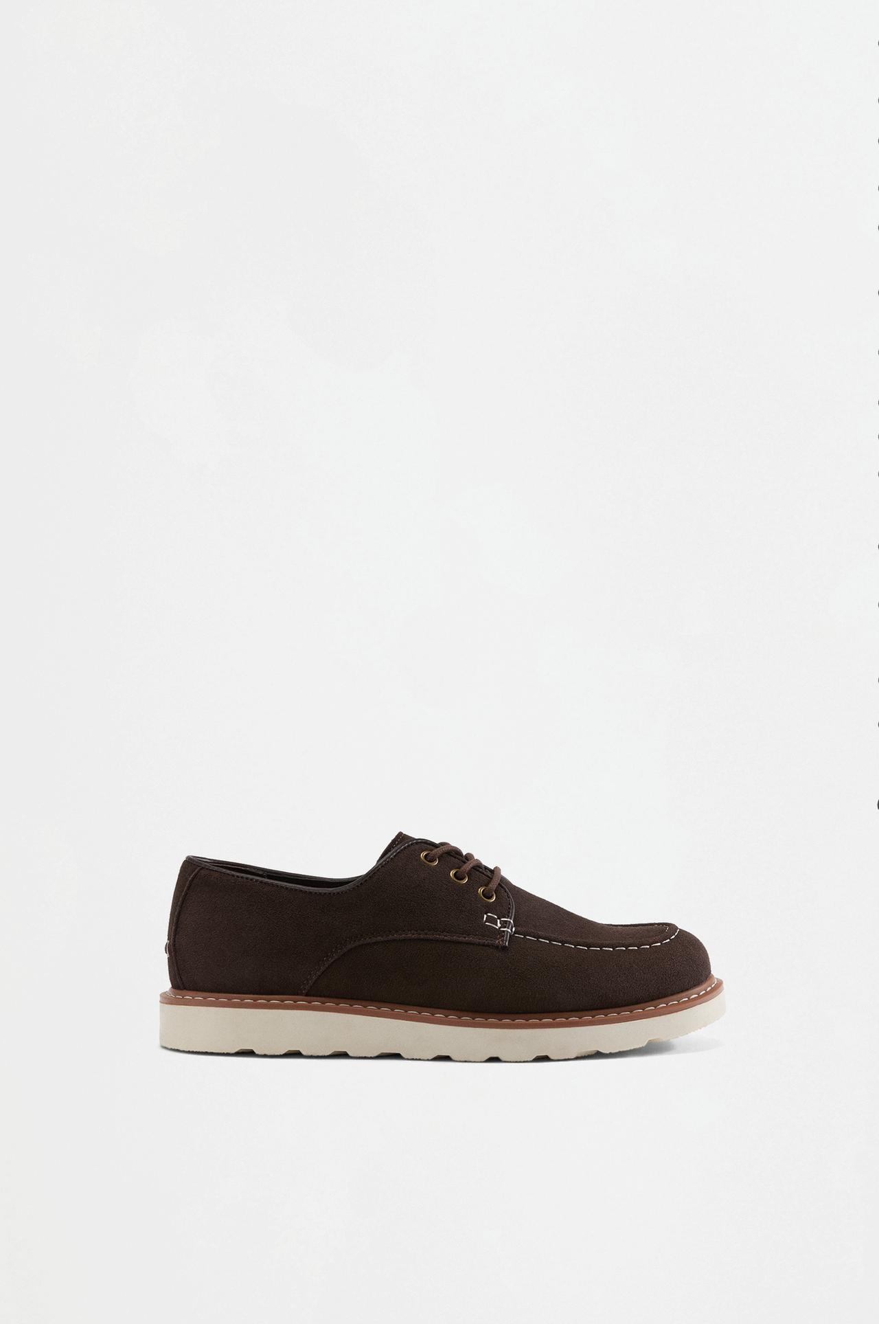 Leather blucher shoes — BROWN