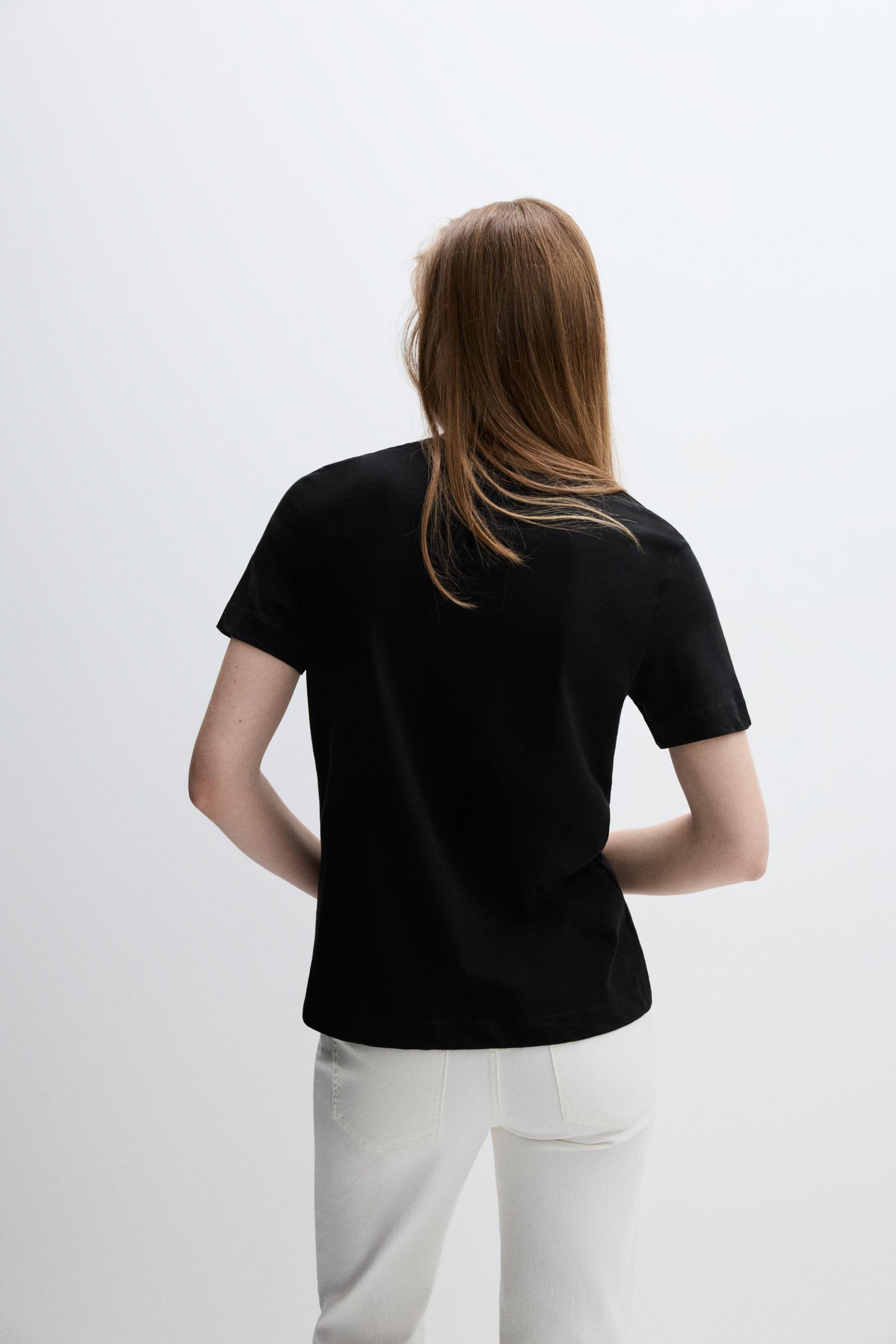 Basic V-neck T-shirt — BLACK