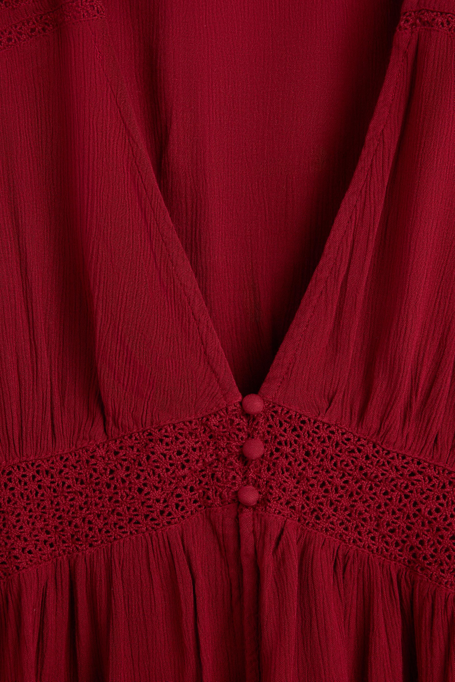 Textured shirt with lace inserts — MAROON