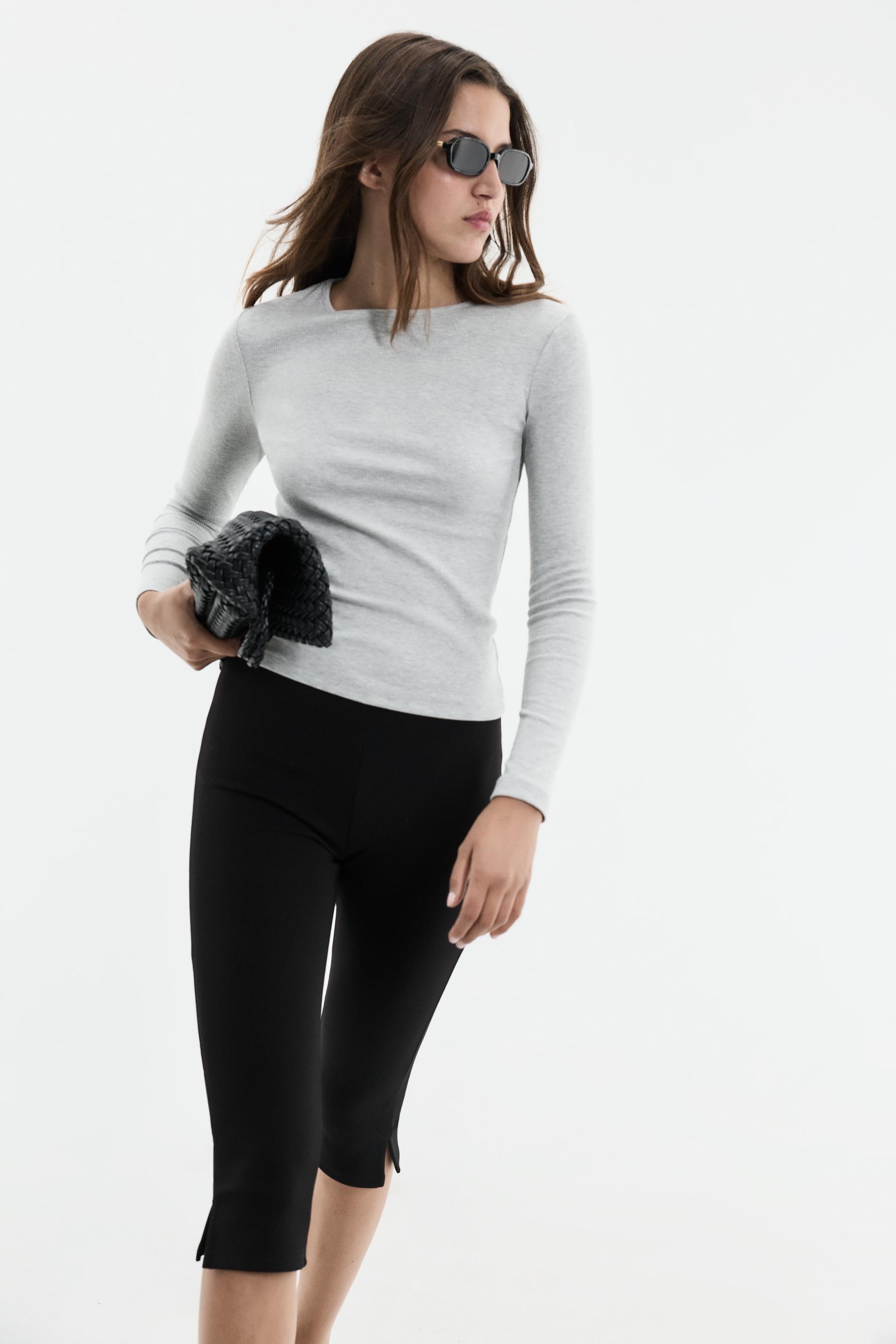Ribbed long sleeve T-shirt — GREY MARL