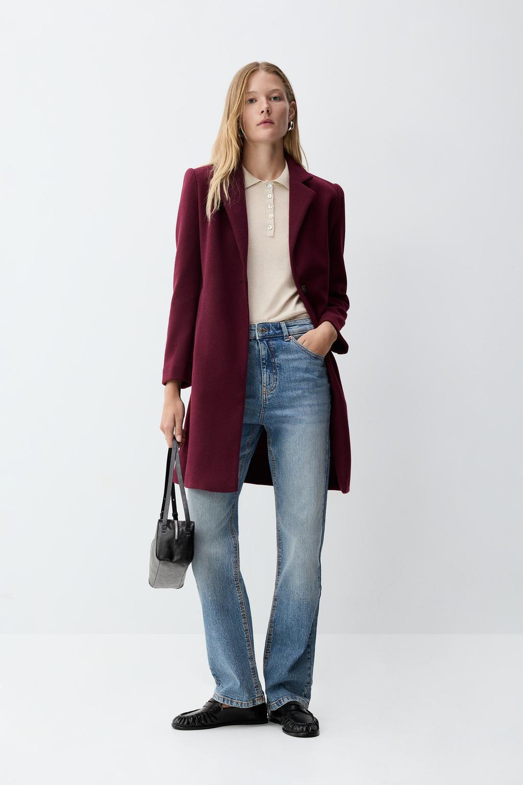 Basic synthetic wool coat