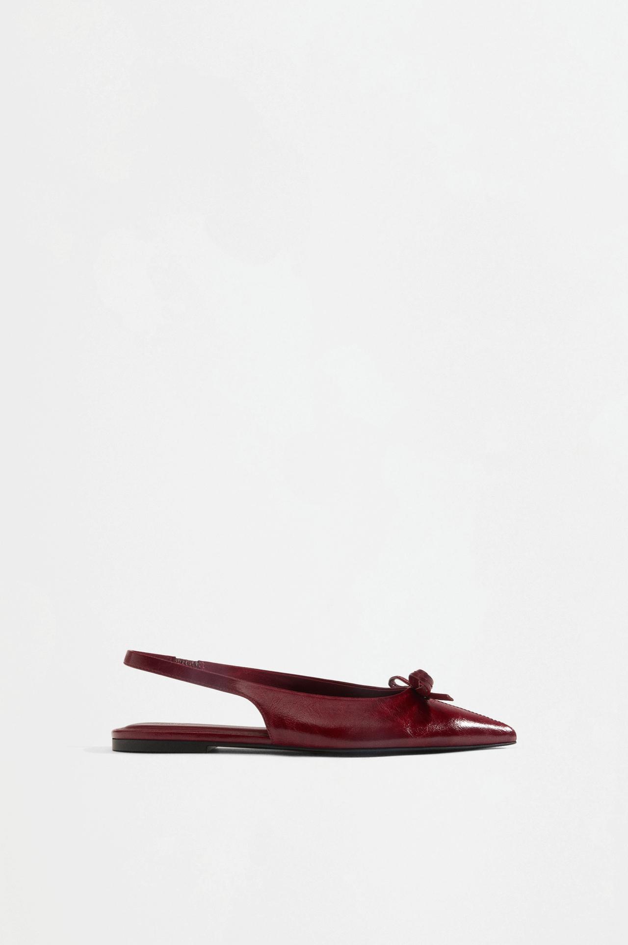 Backless bow ballet flats — RED