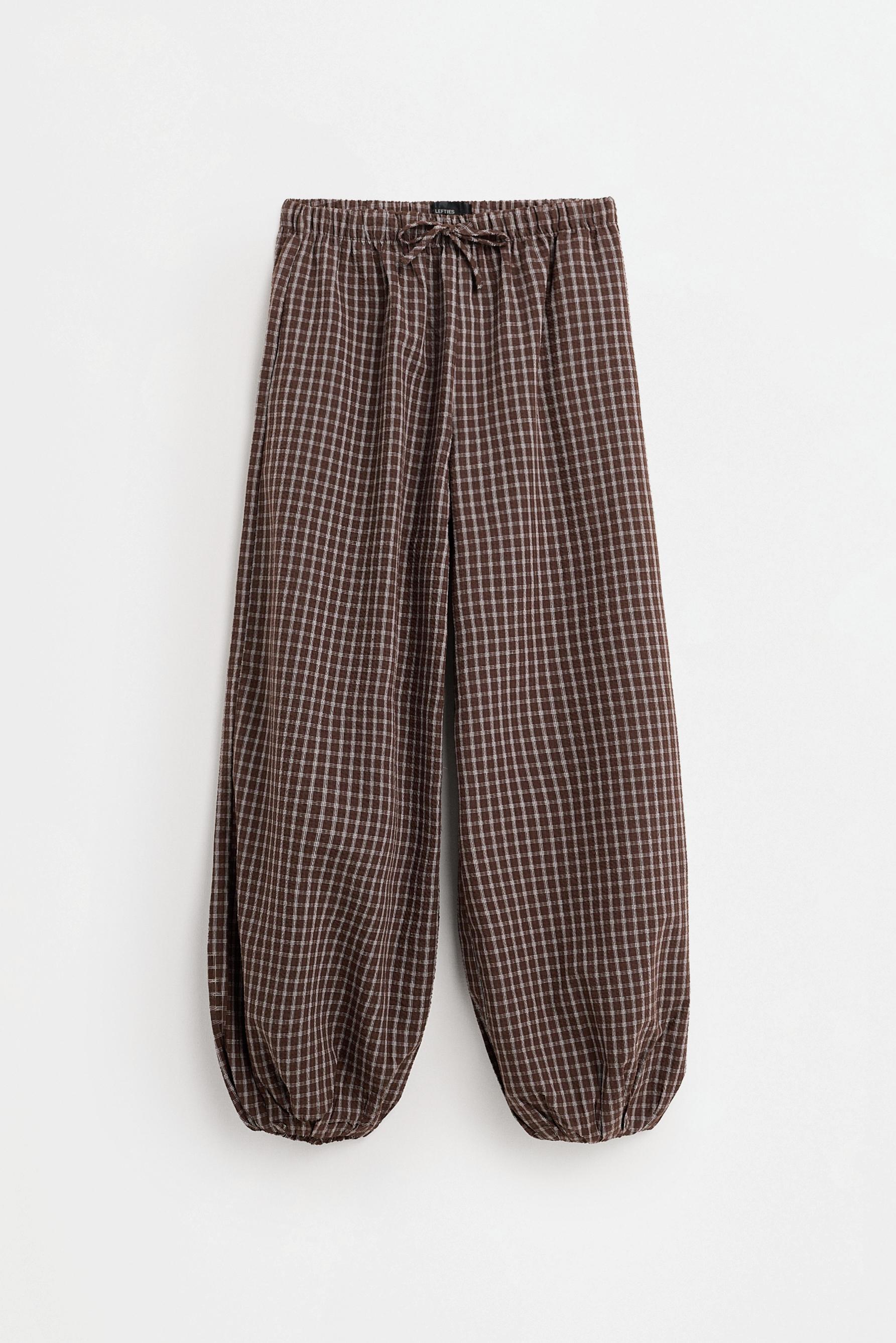 Check balloon trousers — BROWN