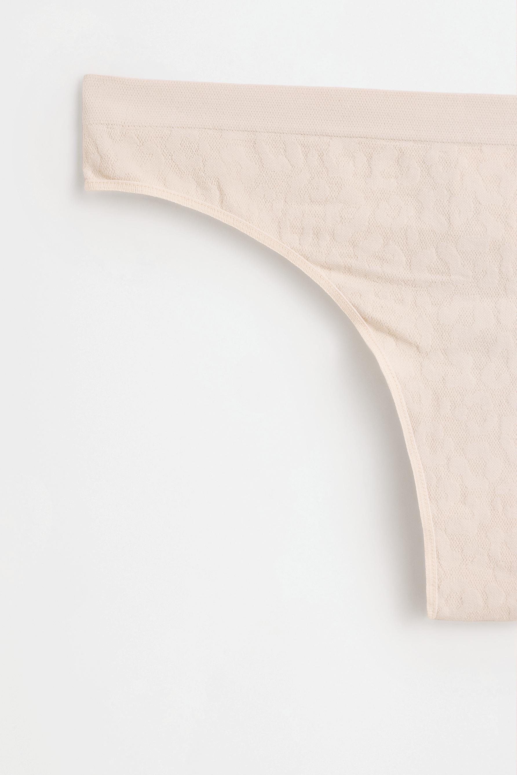 Pack of 2 seamless animal jacquard thongs — ECRU/BLACK