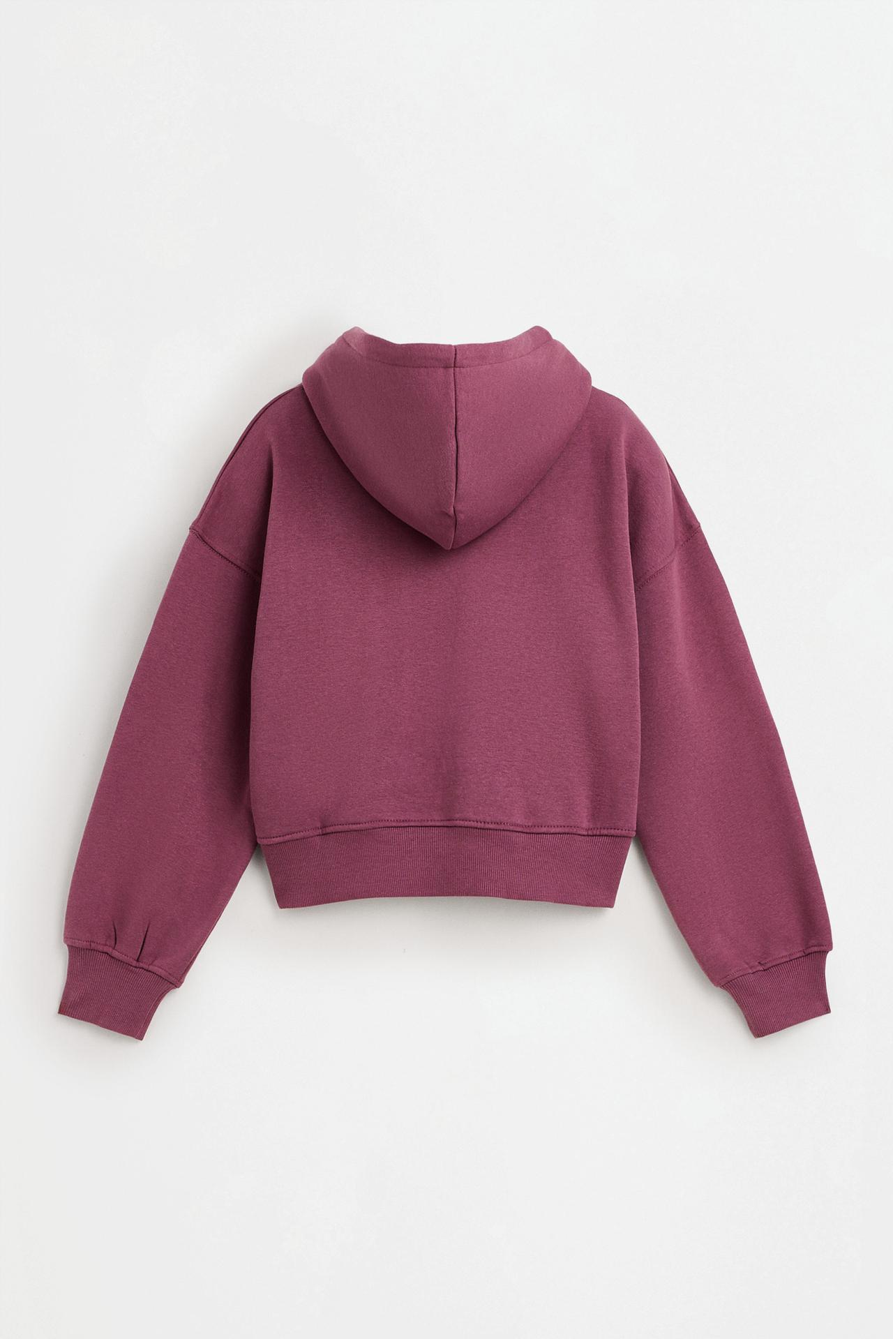 Cropped sweatshirt with hood — DARK PLUM