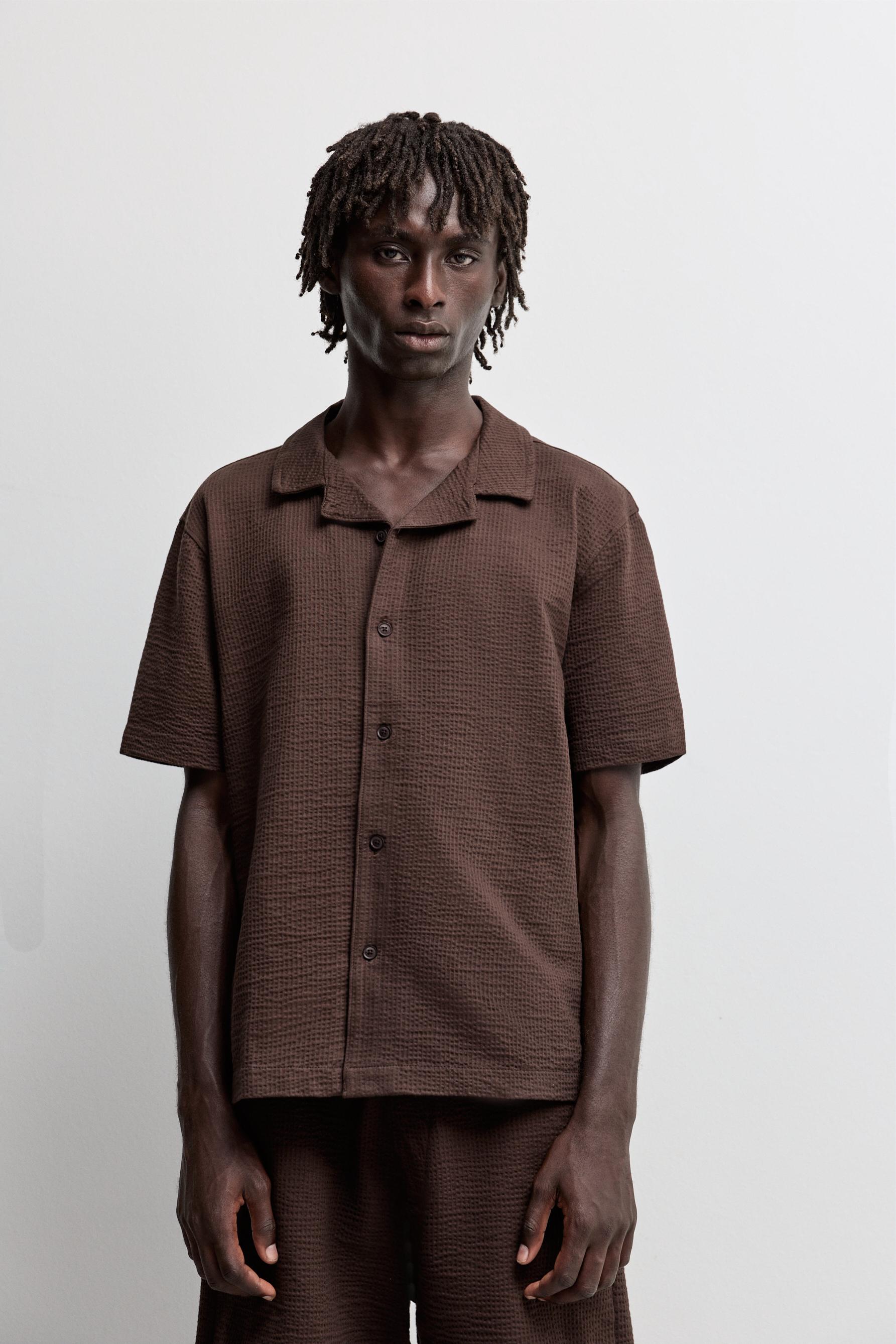 Seersucker shirt — CHOCOLATE