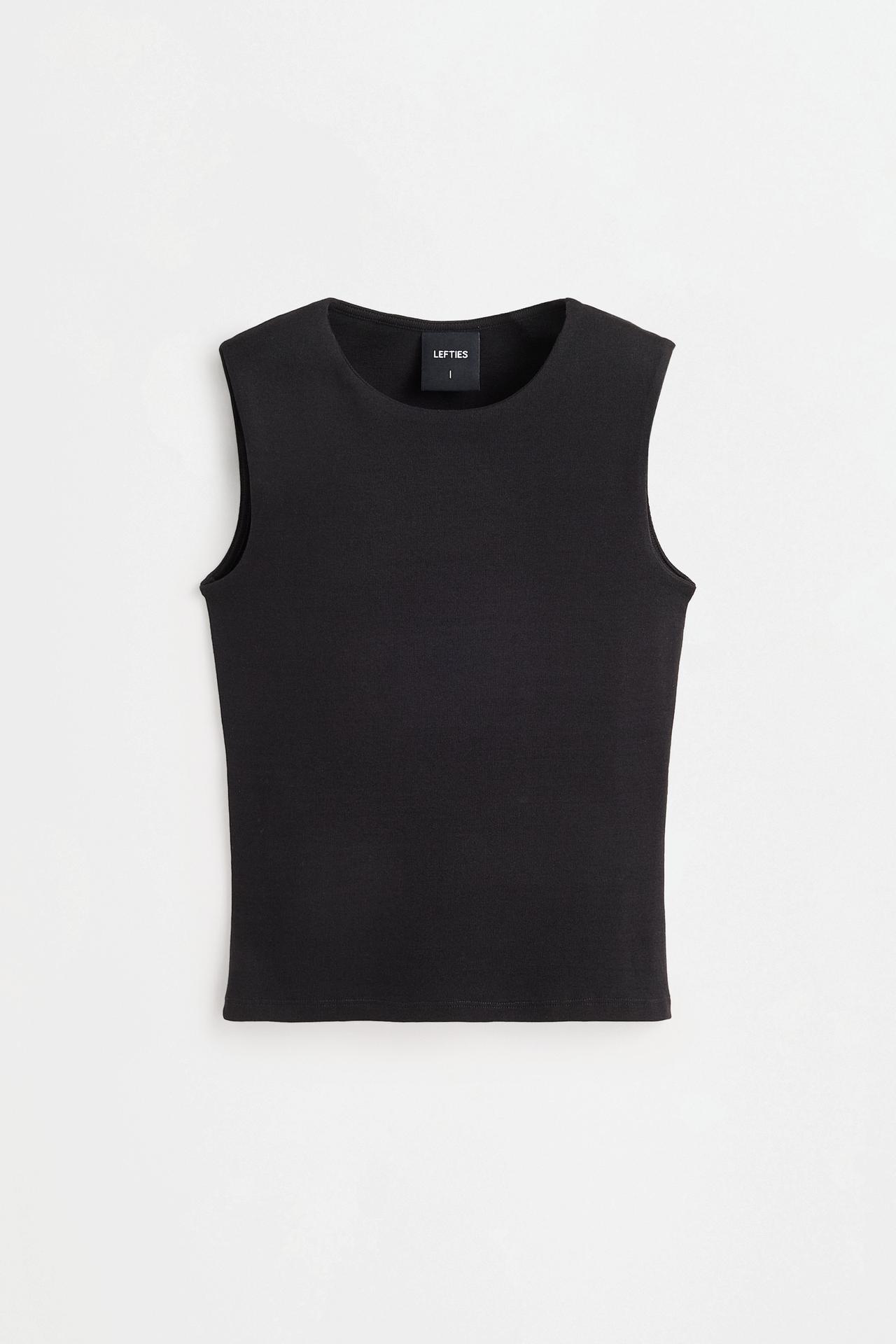 Wide-strap tank top — BLACK