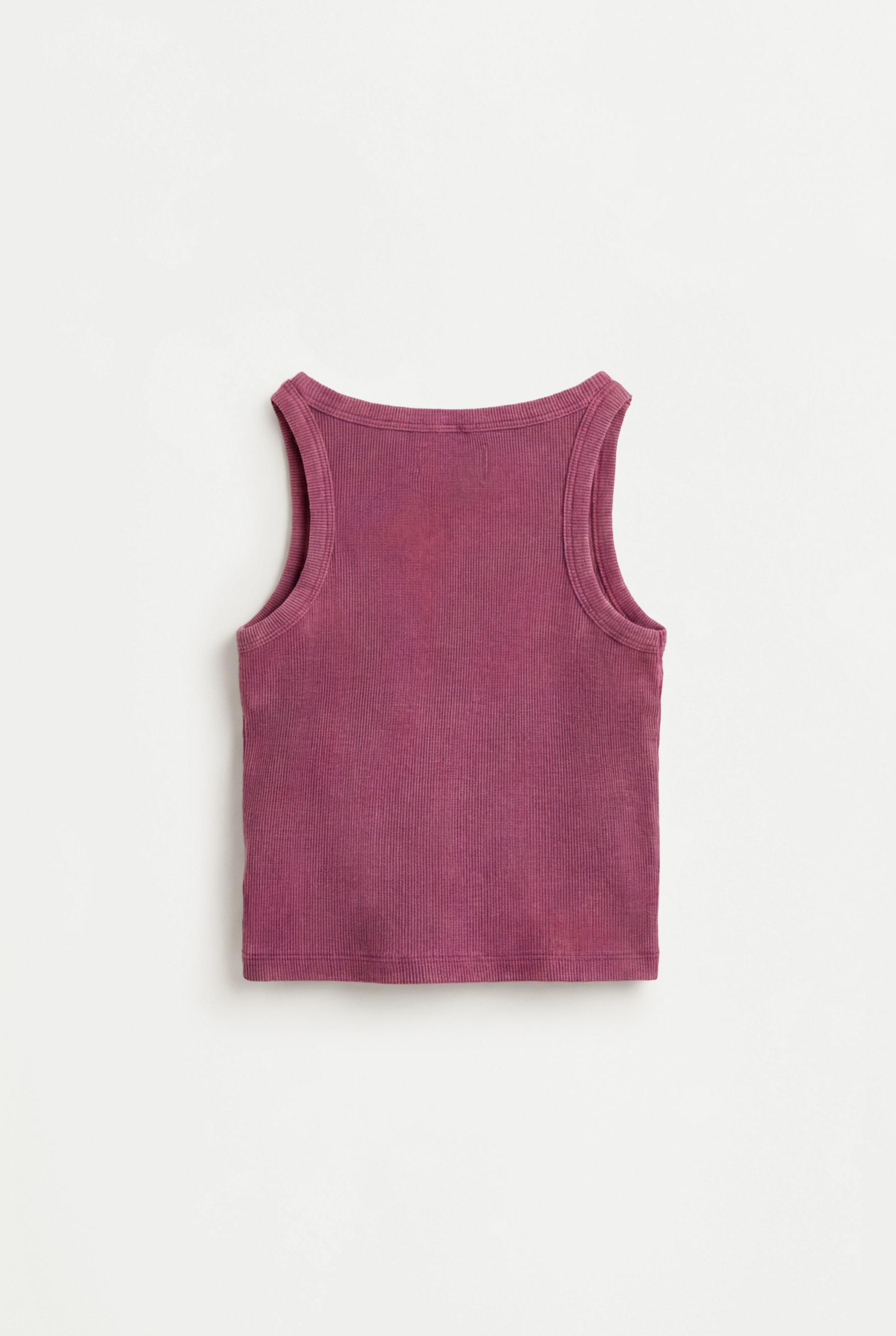 Ribbed eyelet top — PURPLE