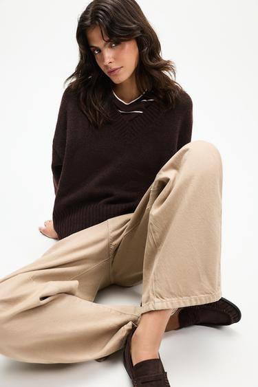 V-neck sweater — DARK BROWN 5