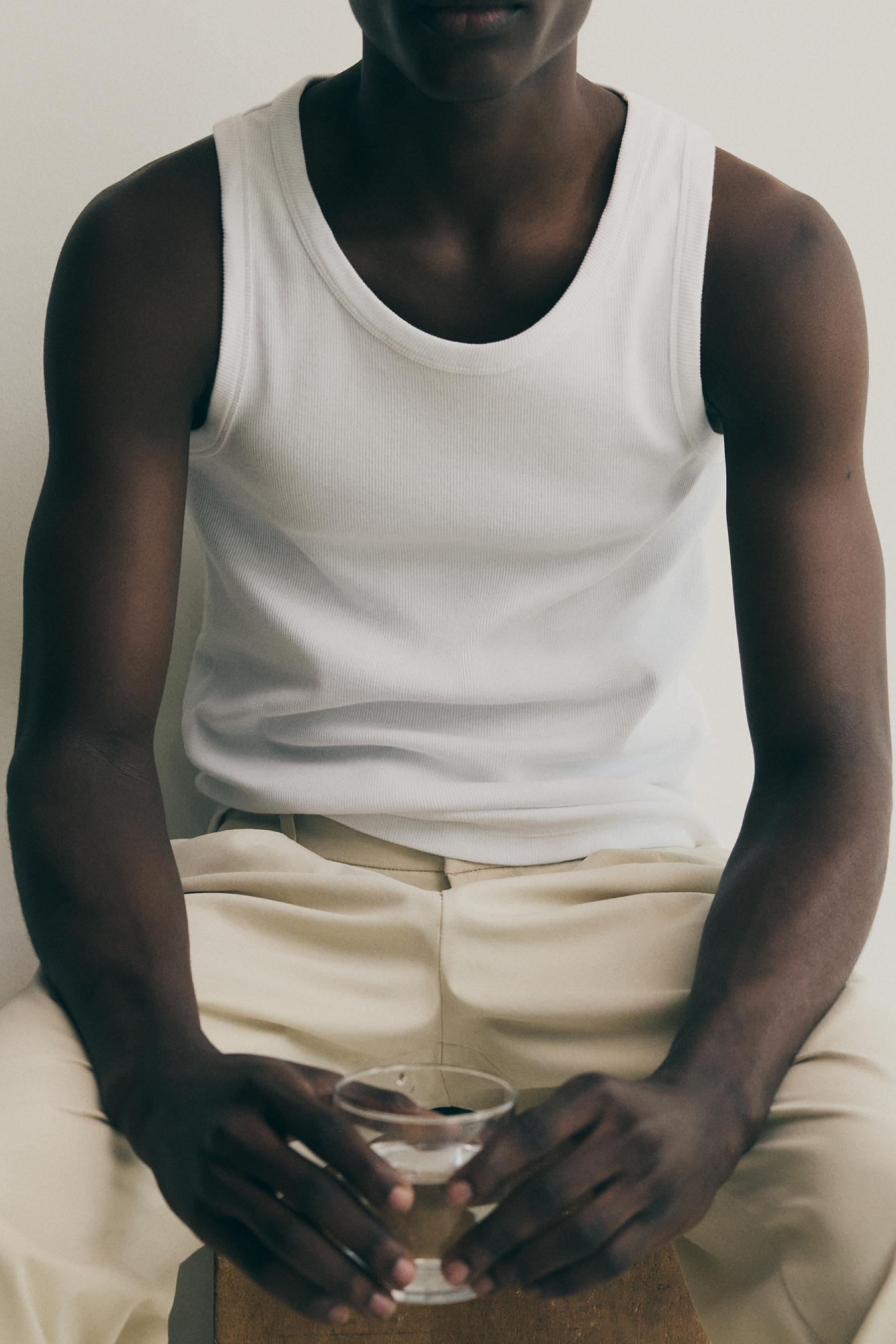 Ribbed vest top — OFF WHITE