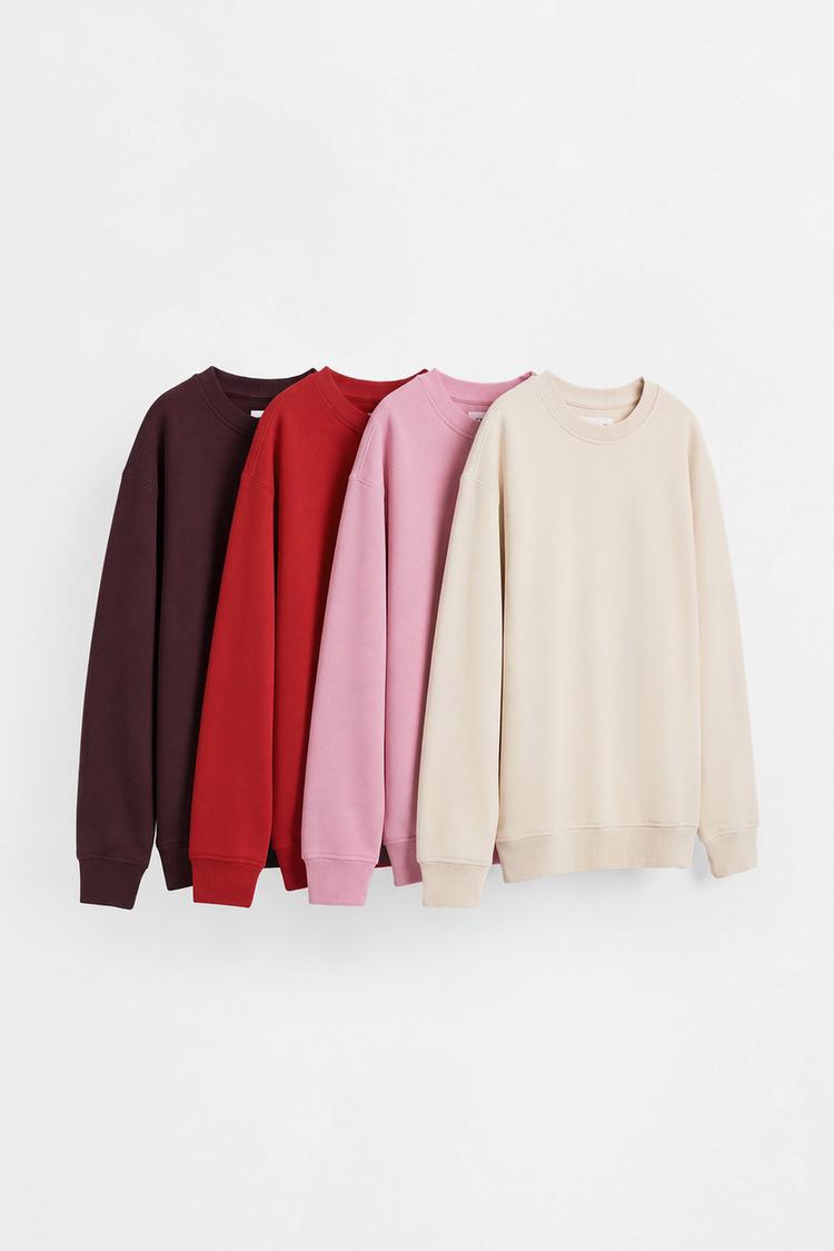 Pack of 4 plain plush sweatshirts — MEDIUM ECRU
