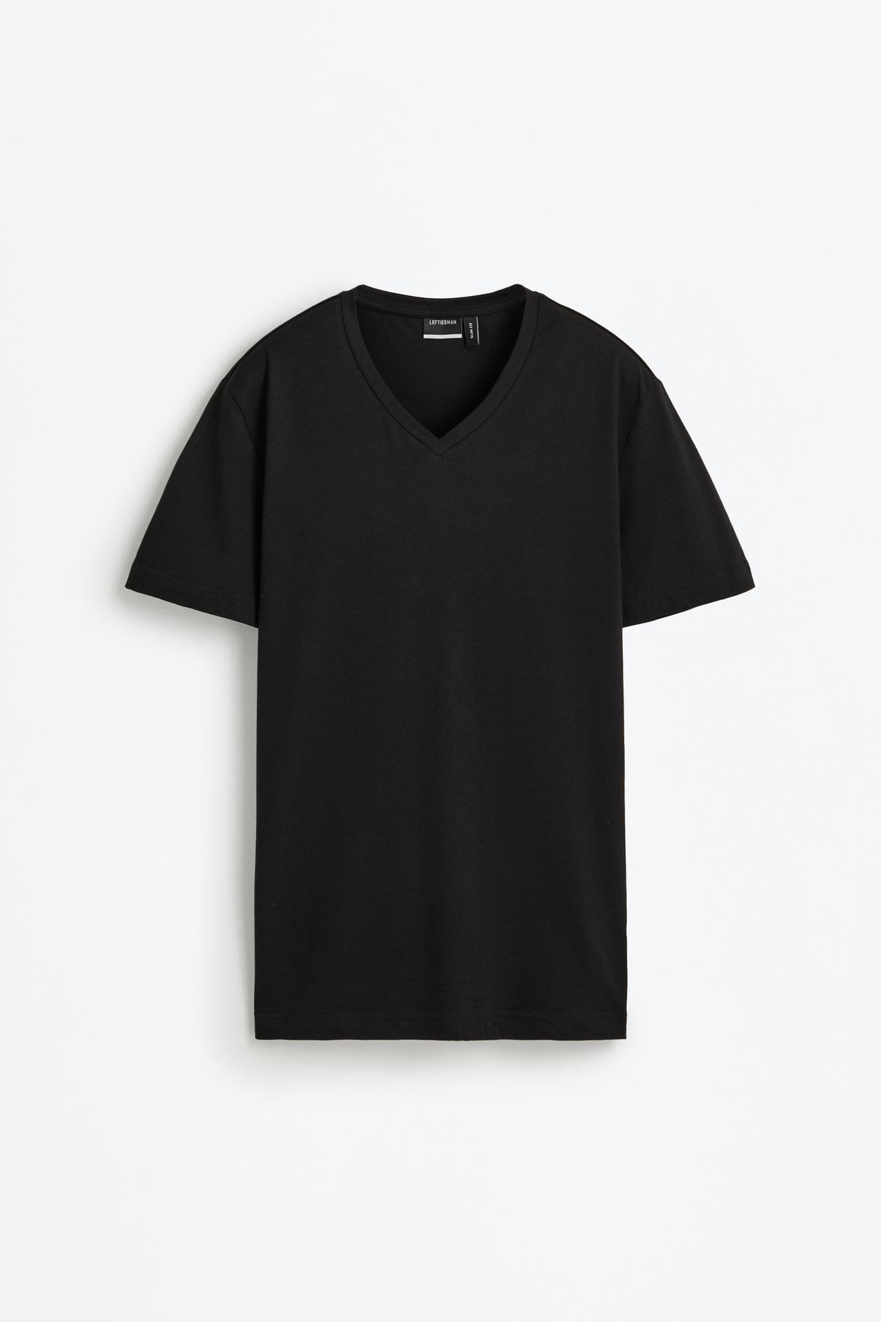 Slim fit V-neck T-shirt — BLACK