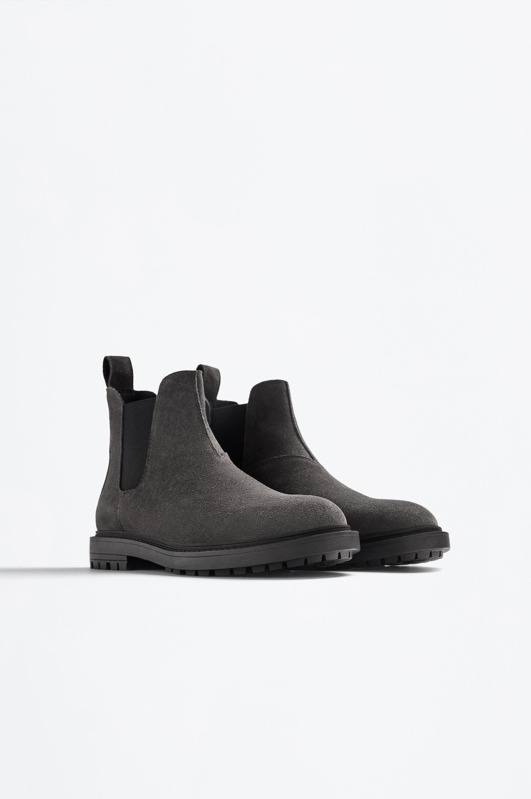 Leather Chelsea ankle boots — GREY