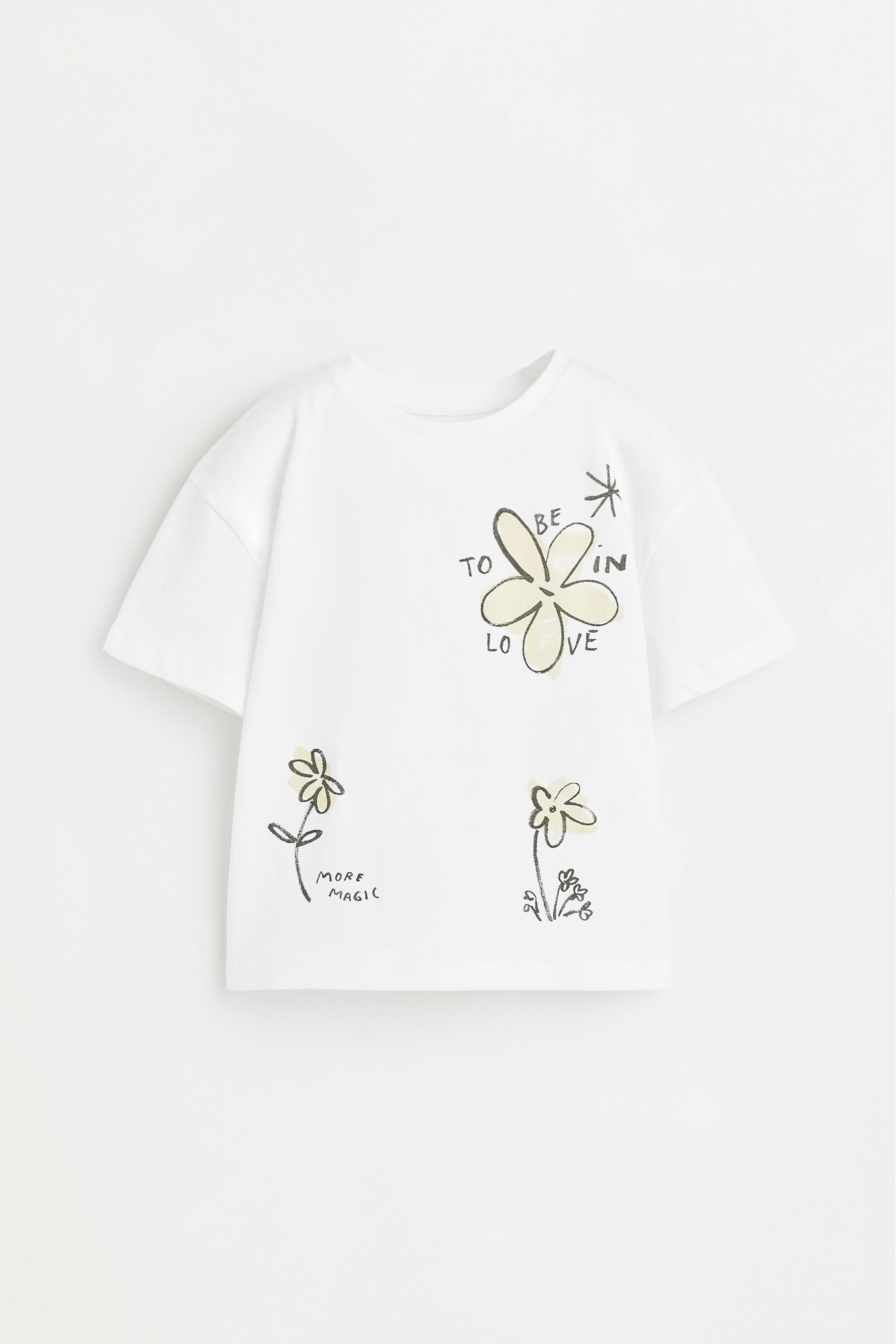 Printed T-shirt — PINKISH WHITE