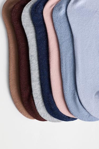 Shimmer ankle socks (7-pack) — BLUE TONES 7