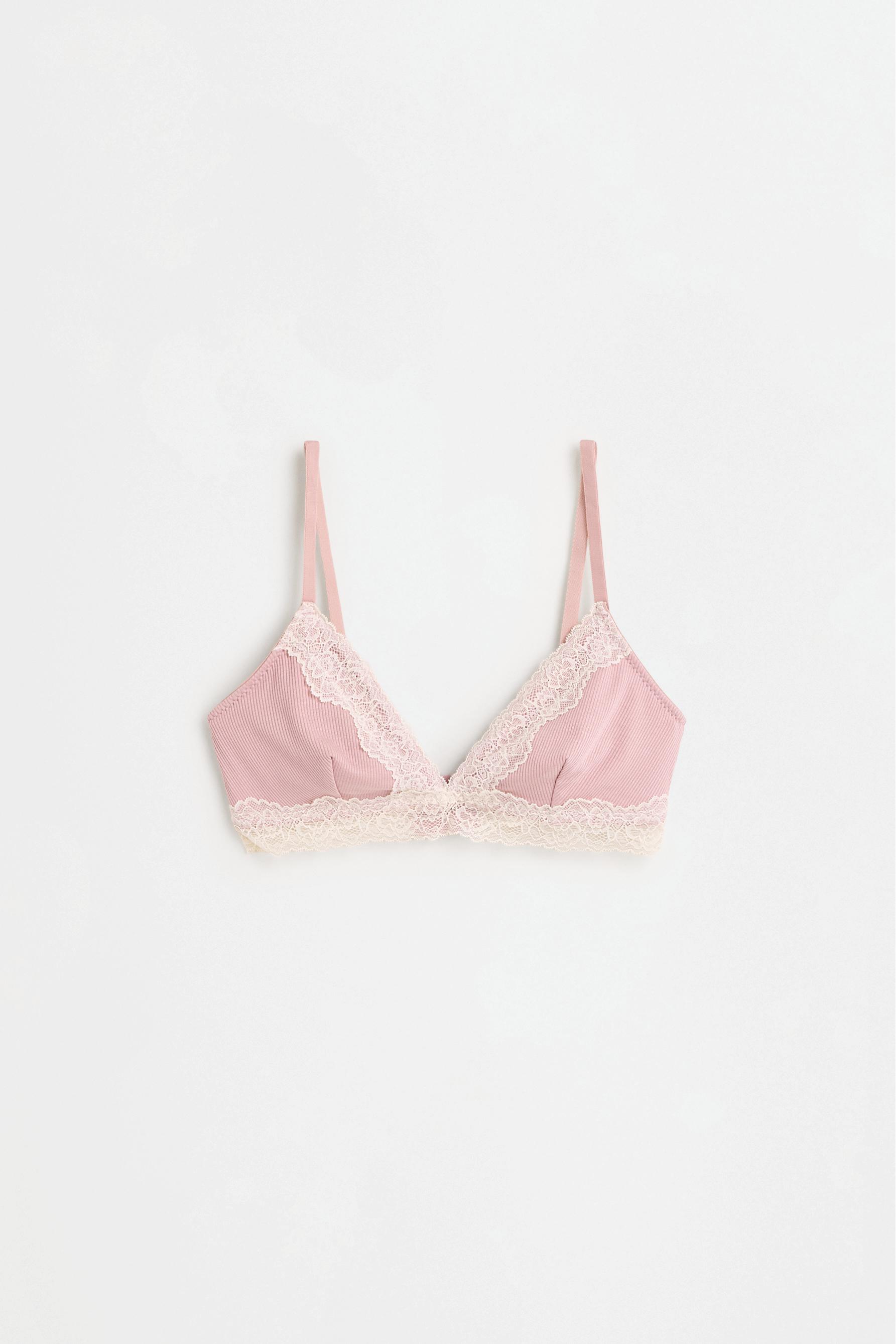Lace triangle bra (2-pack) — PASTEL PINK