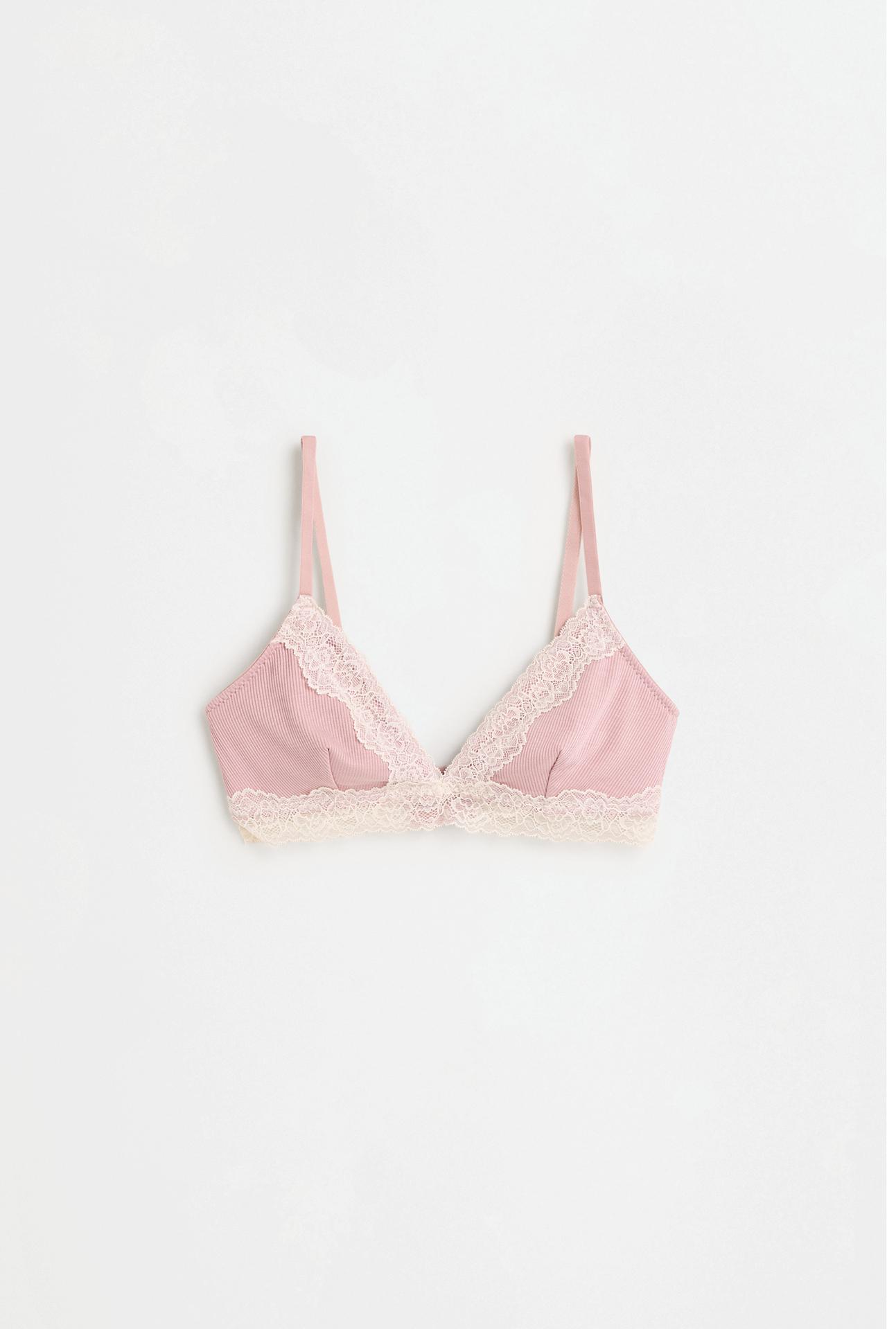 Lace triangle bra (2-pack) — PASTEL PINK