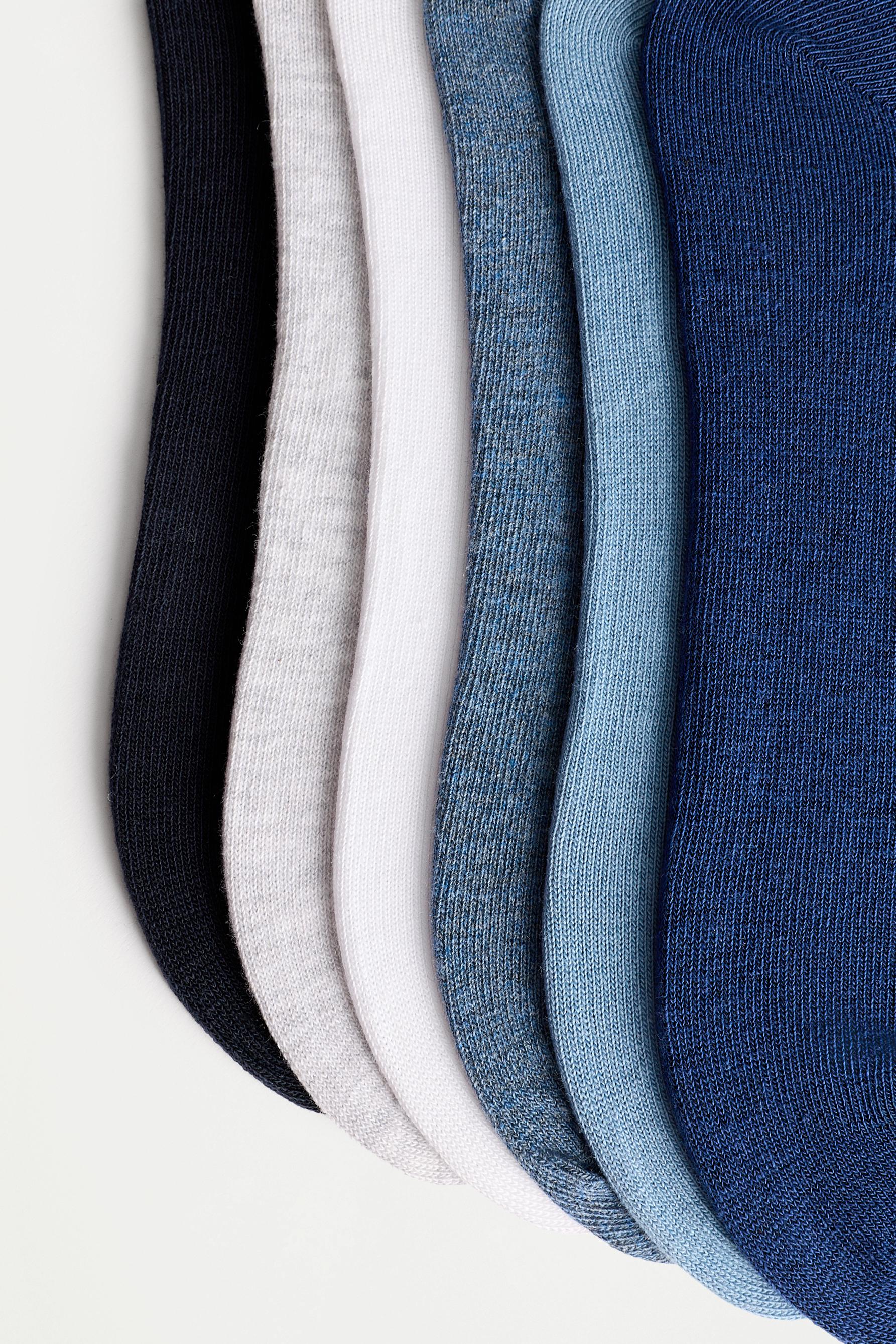 10-pack of ribbed short socks — BLUE/WHITE