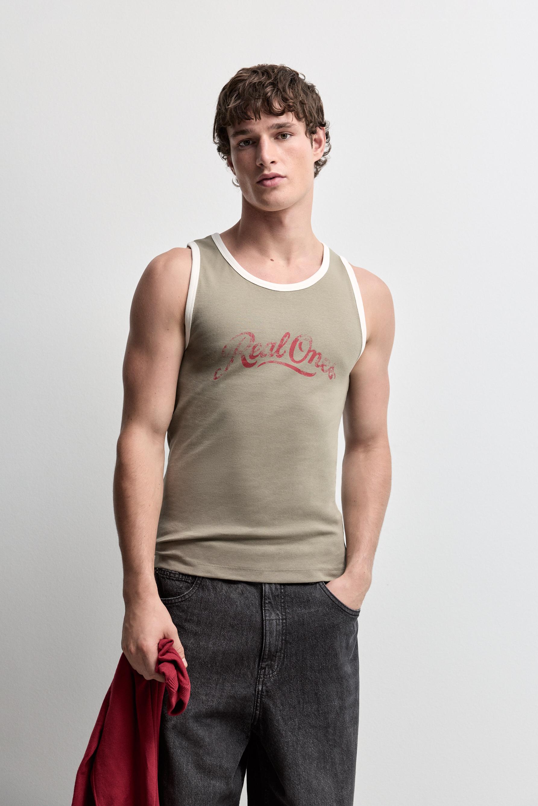 Contrast print tank top — PALE GREEN