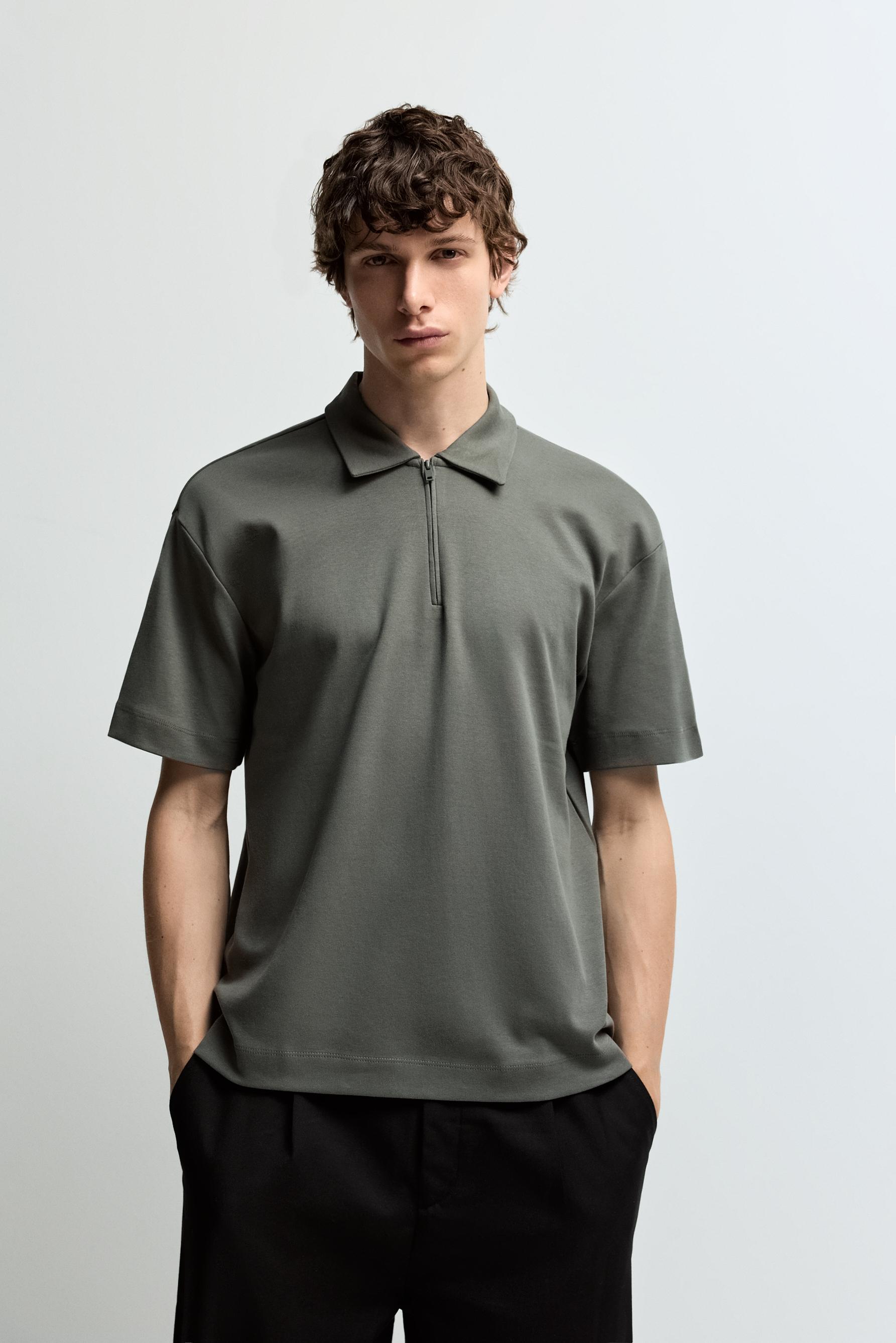Interlock zip-up polo shirt — GREEN