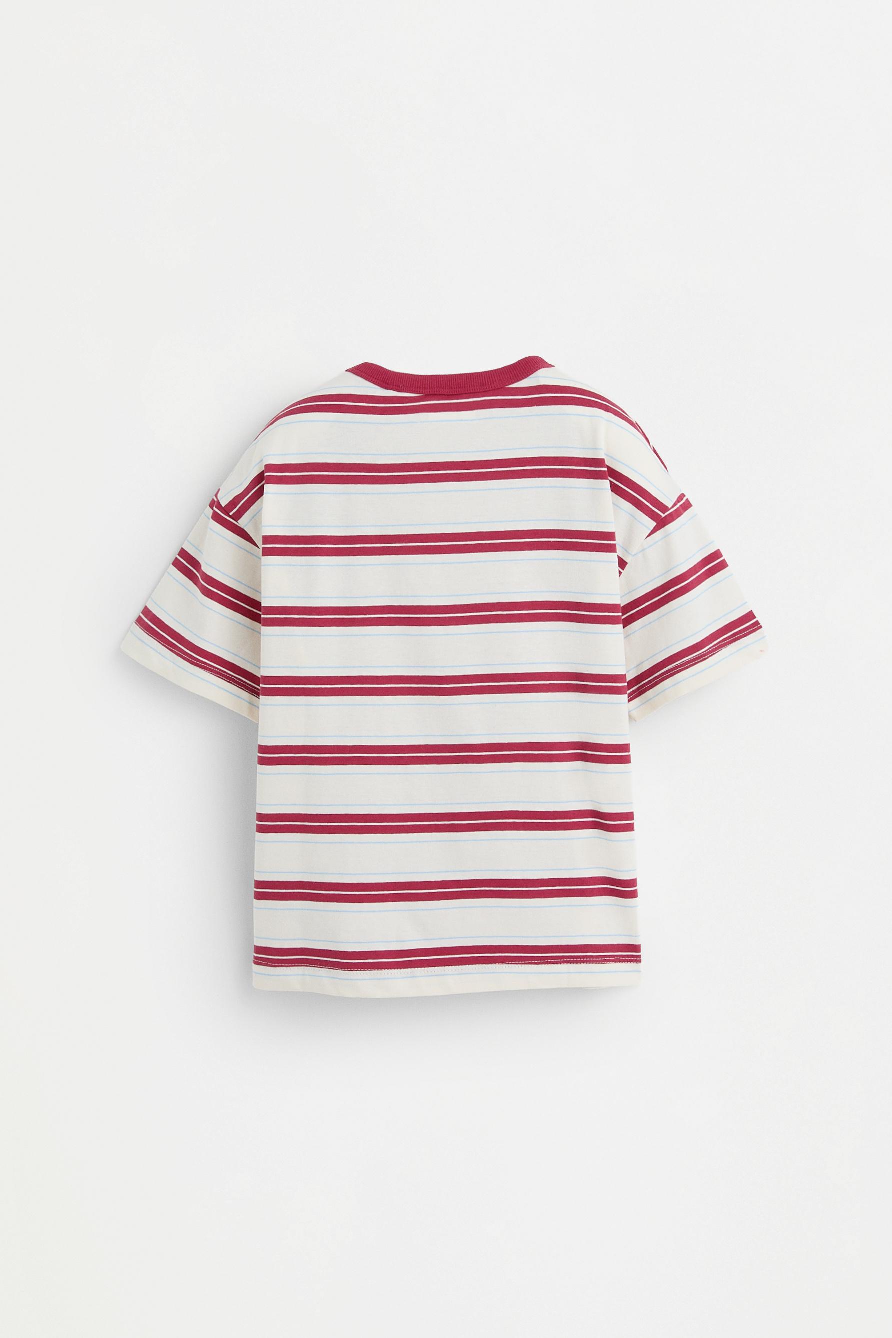 Kids | Green Striped T-shirt — RED