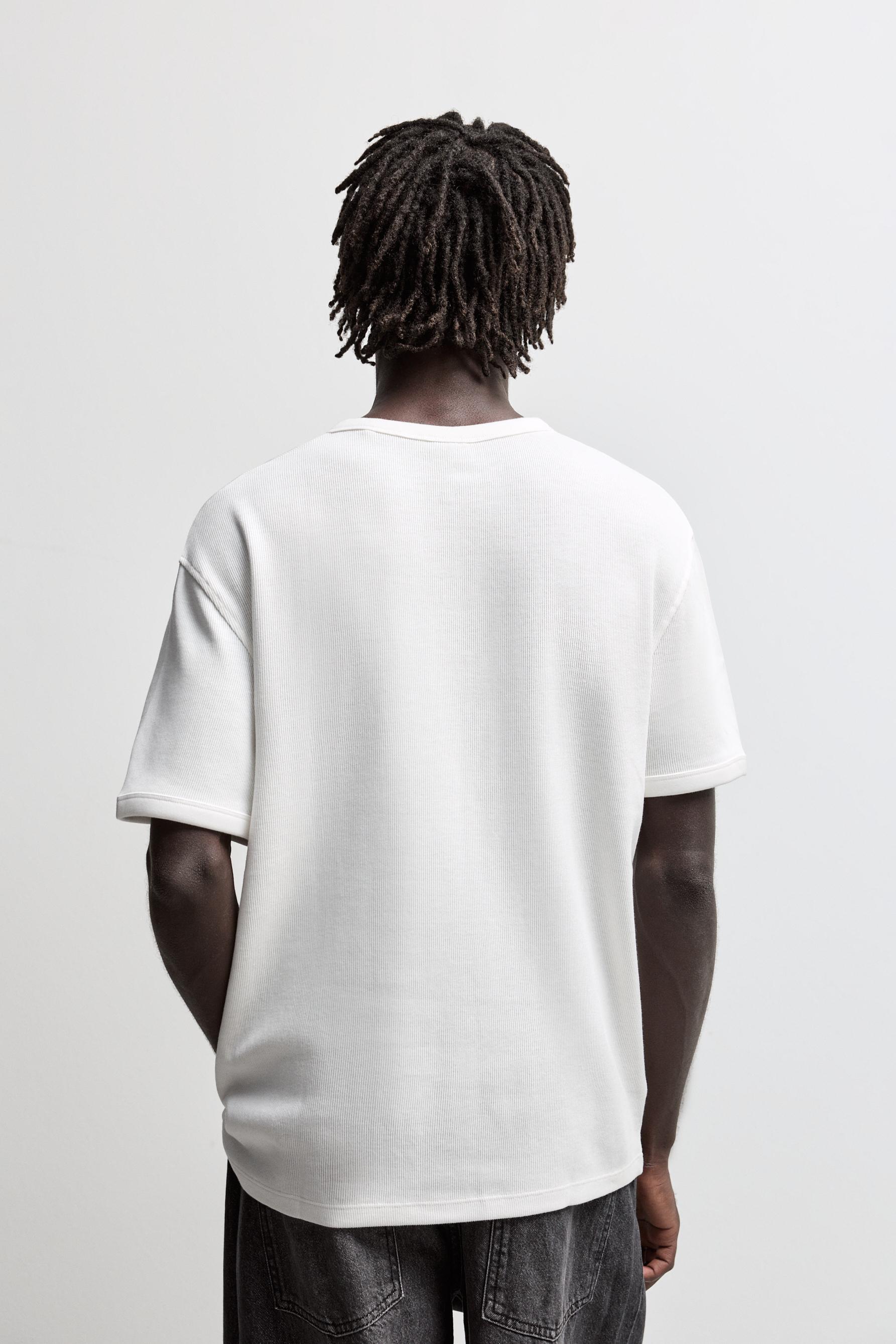 Textured henley T-shirt — BUTTER