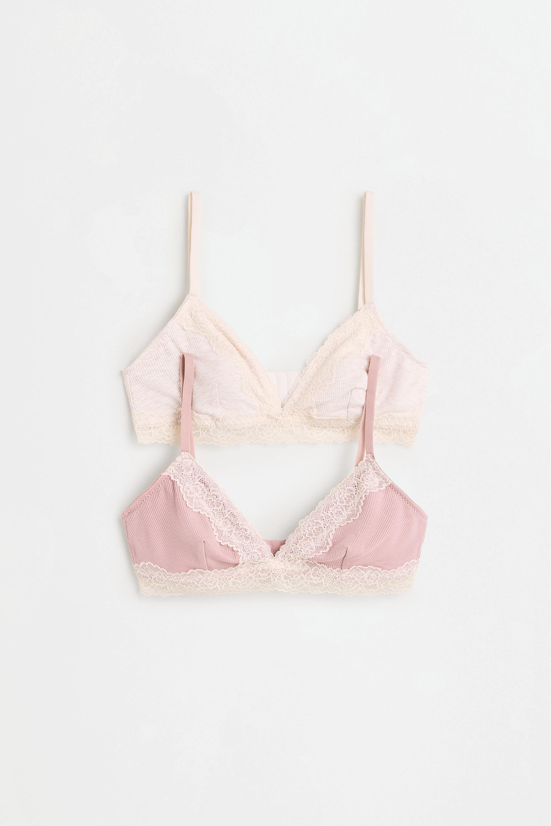 Lace triangle bra (2-pack) — PASTEL PINK
