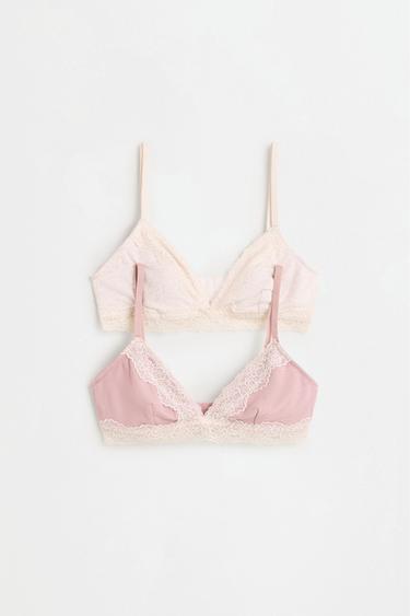 Lace triangle bra (2-pack) — PASTEL PINK 6