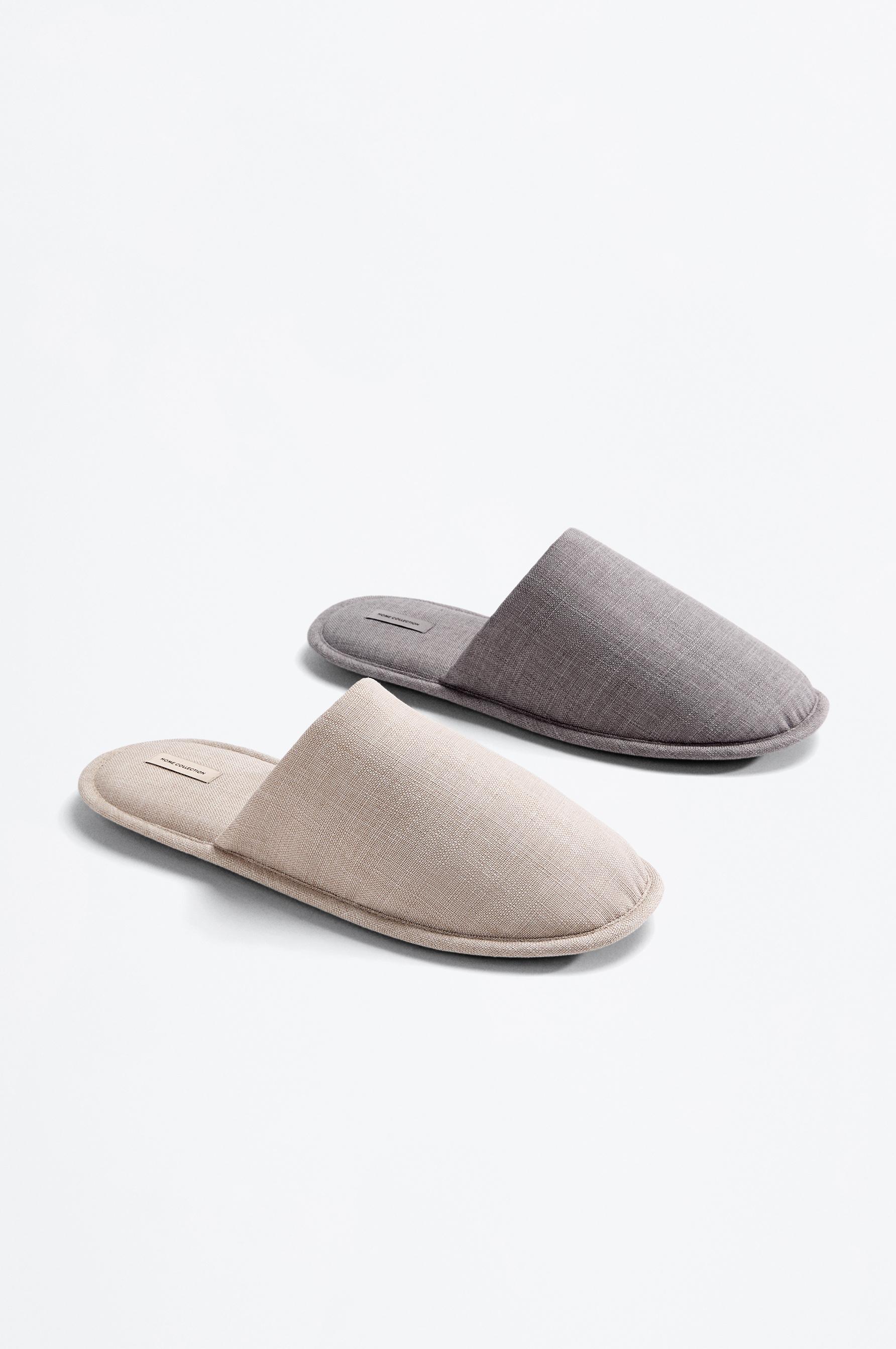 Fabric house slippers — GREY