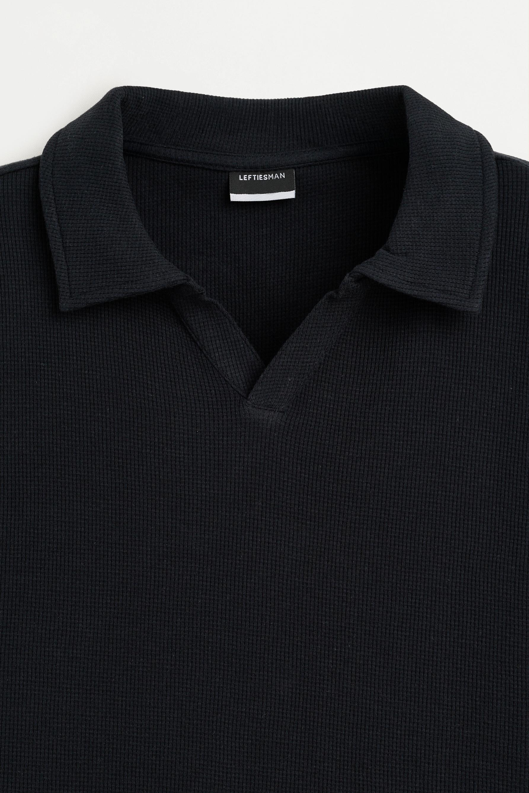 Waffle polo shirt — NAVY
