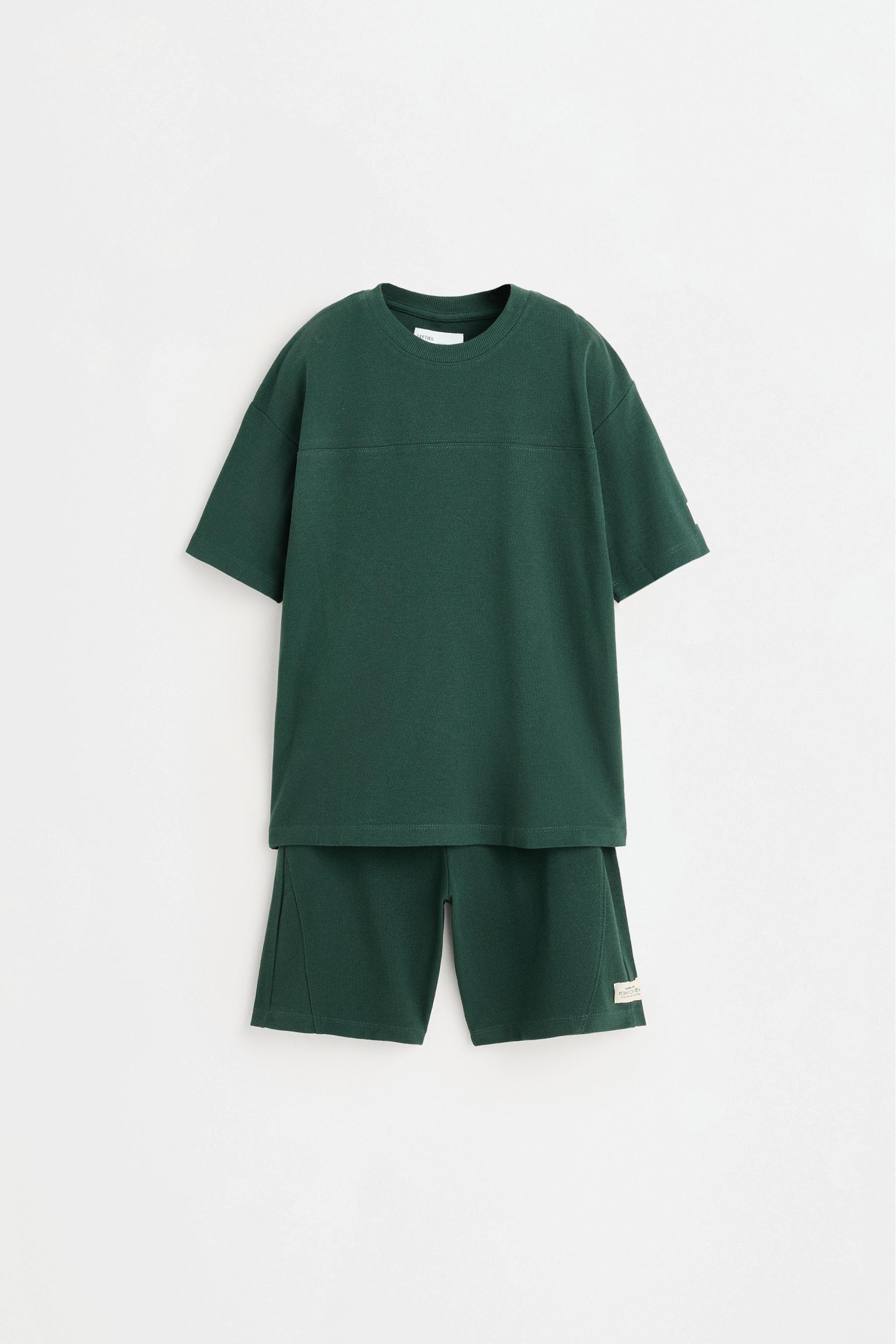 Piqué T-shirt and Bermuda shorts co-ord — DARK GREEN
