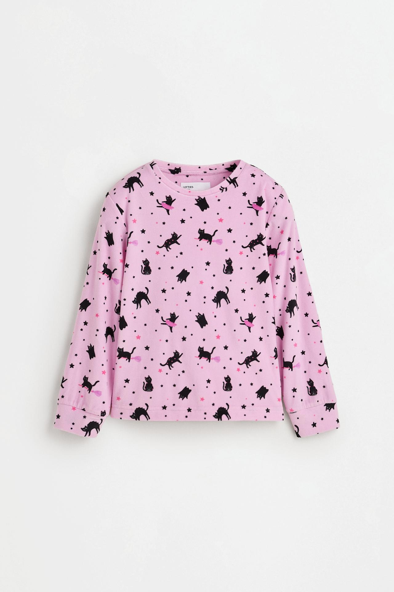 Black cat print pajamas — PINK
