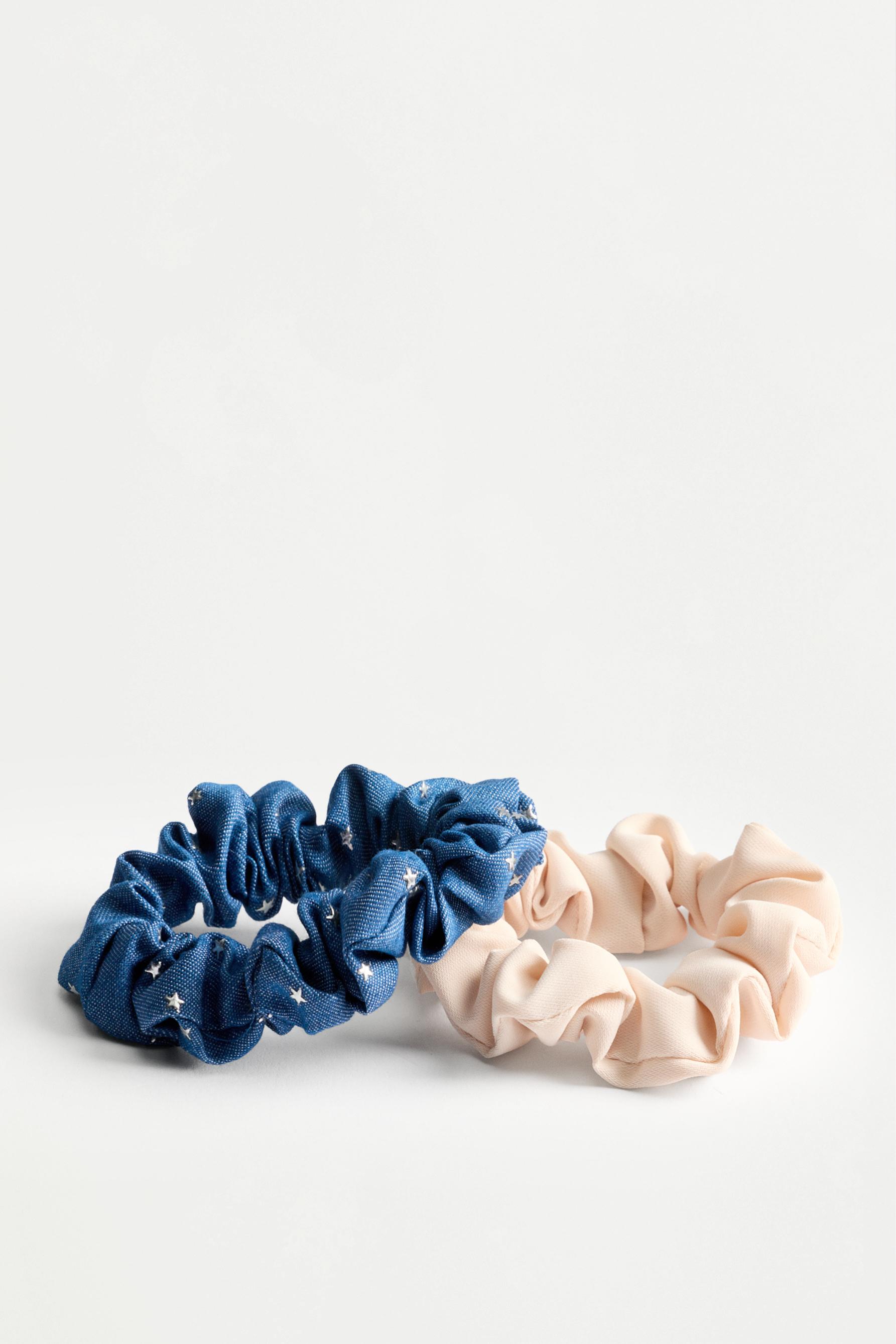 Denim headband and scrunchies set (3-piece) — NAVY