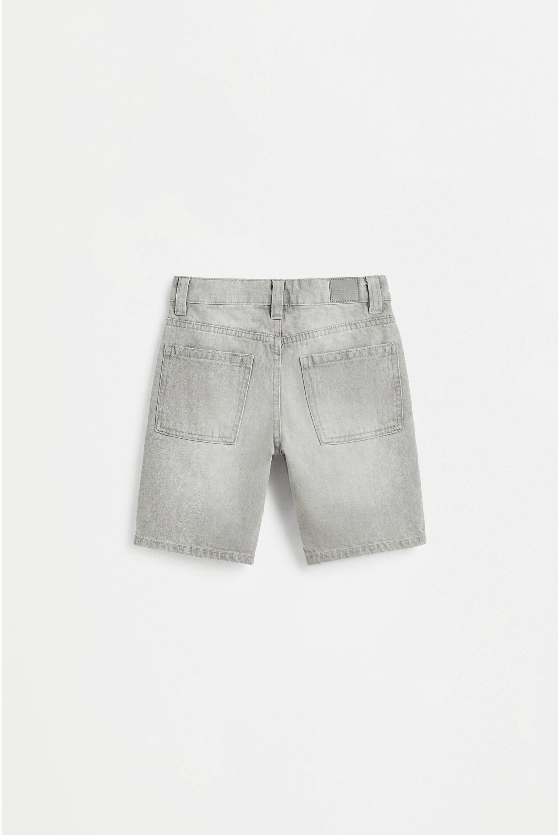 Relaxed fit denim Bermuda shorts — PALE GREY