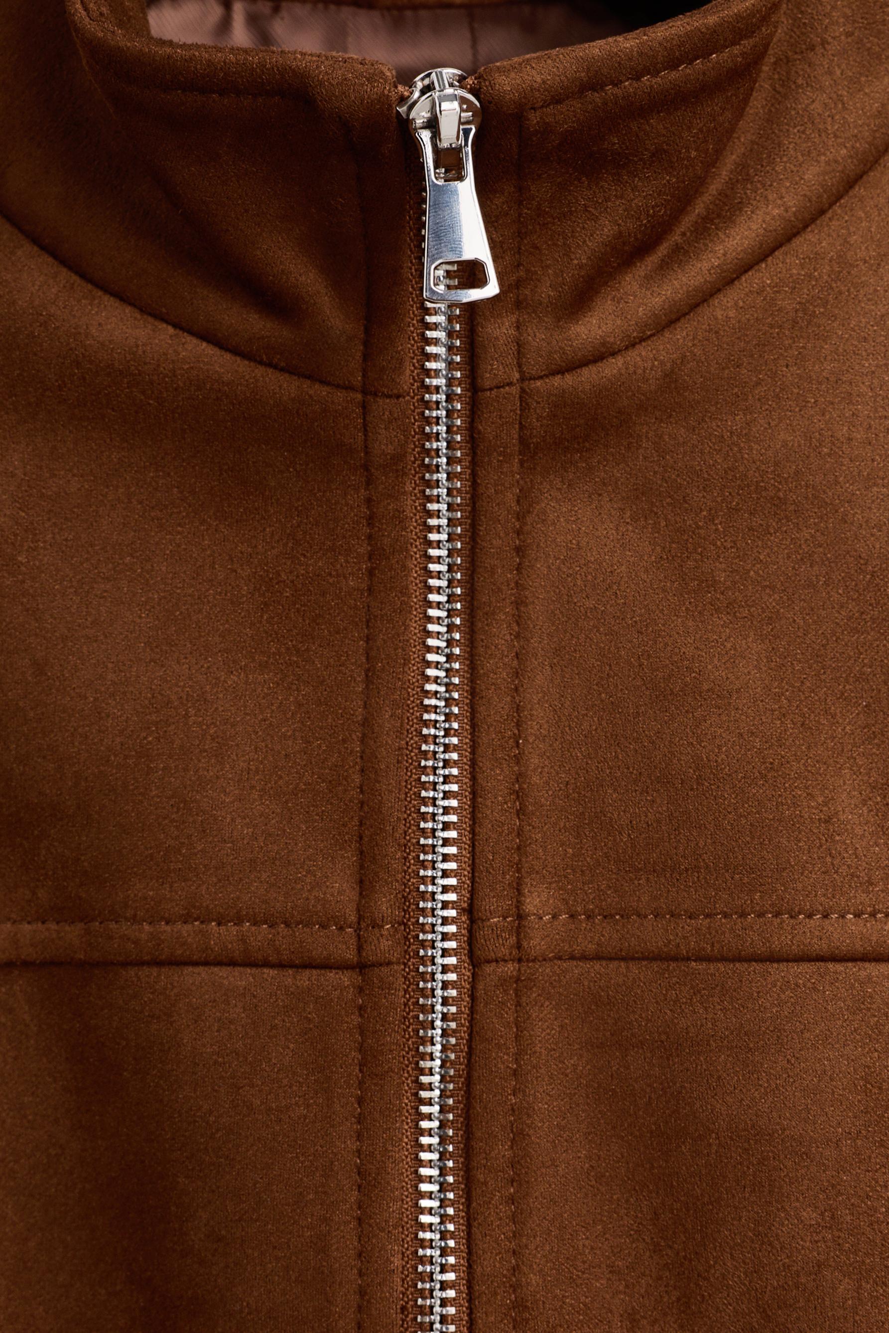 Faux suede jacket — DARK CAMEL