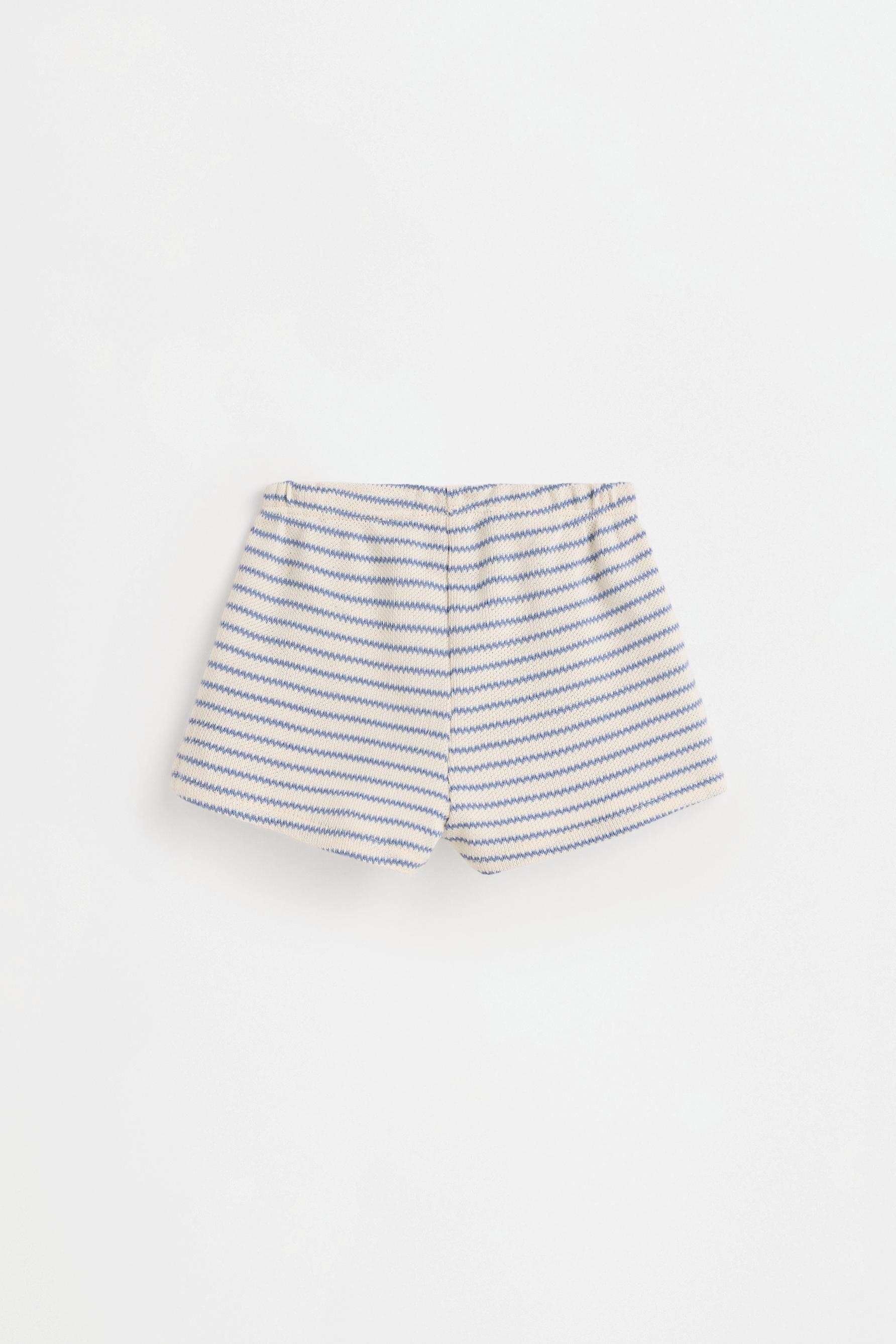 Striped bias cut top and shorts set — BLUE