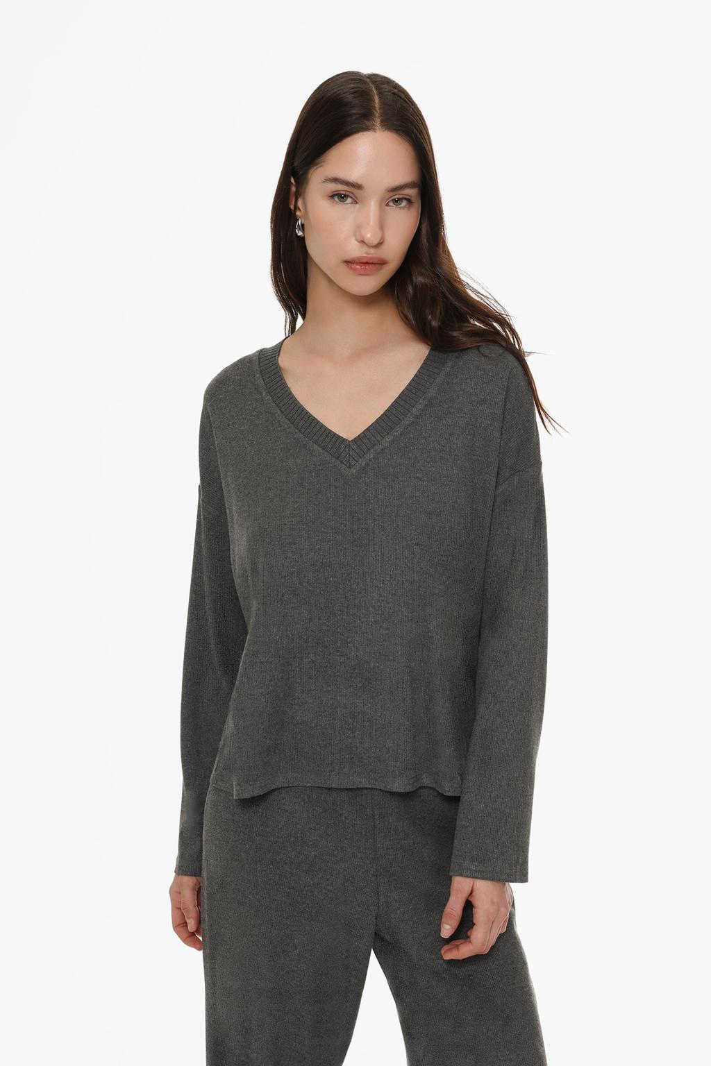 V-neck bias cut sweater