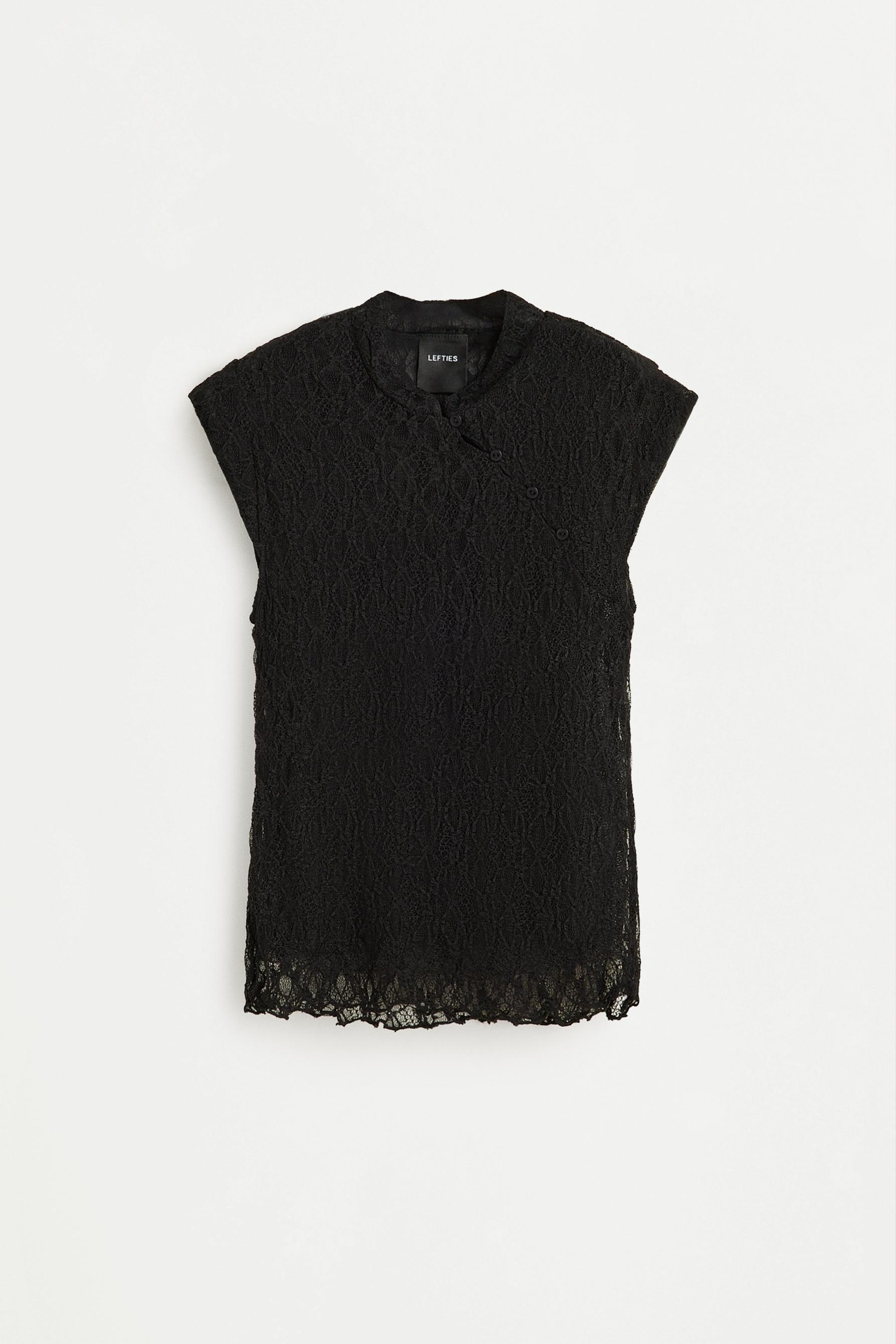Lace qipao top — BLACK