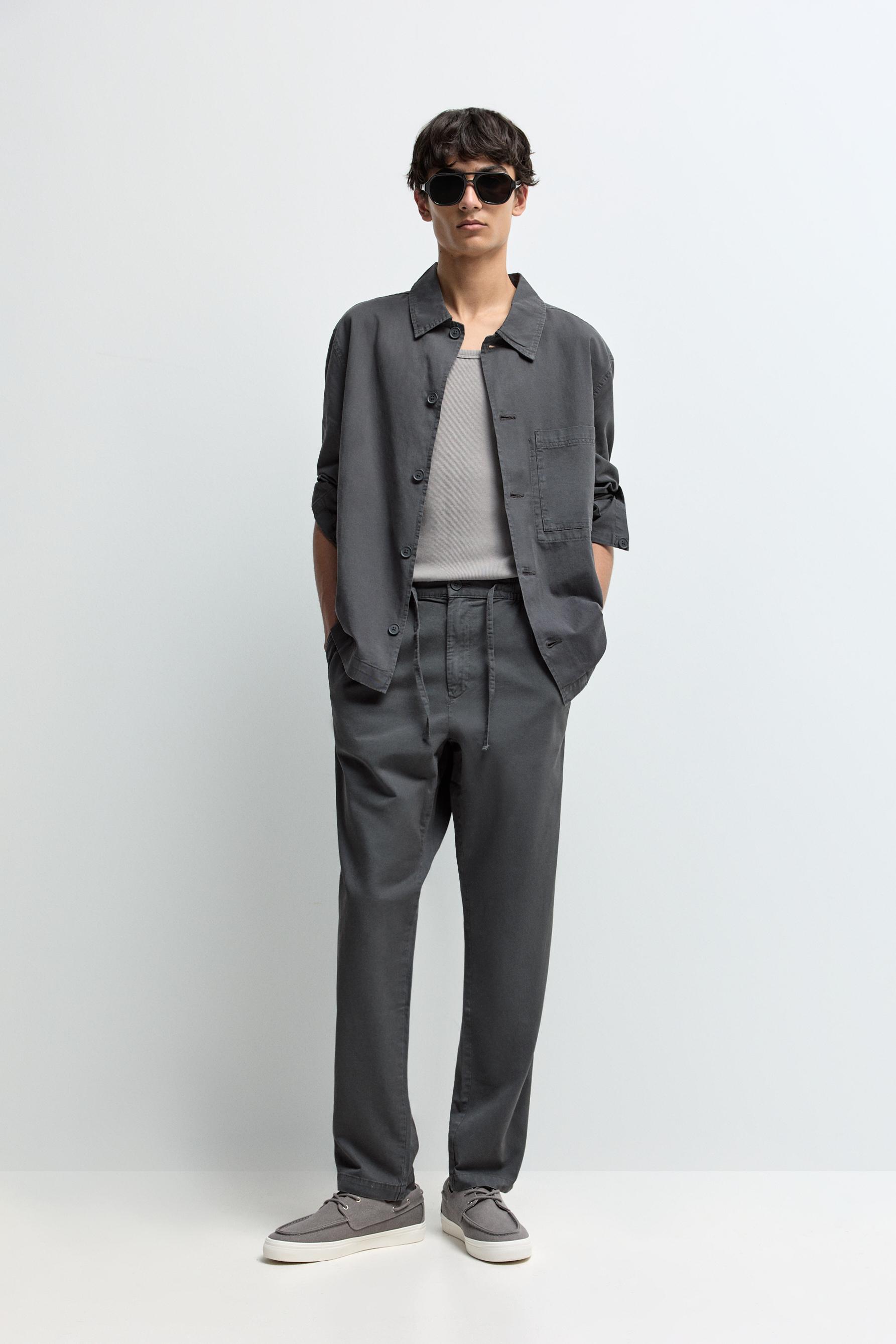 Linen blend joggers — ANTHRACITE GREY