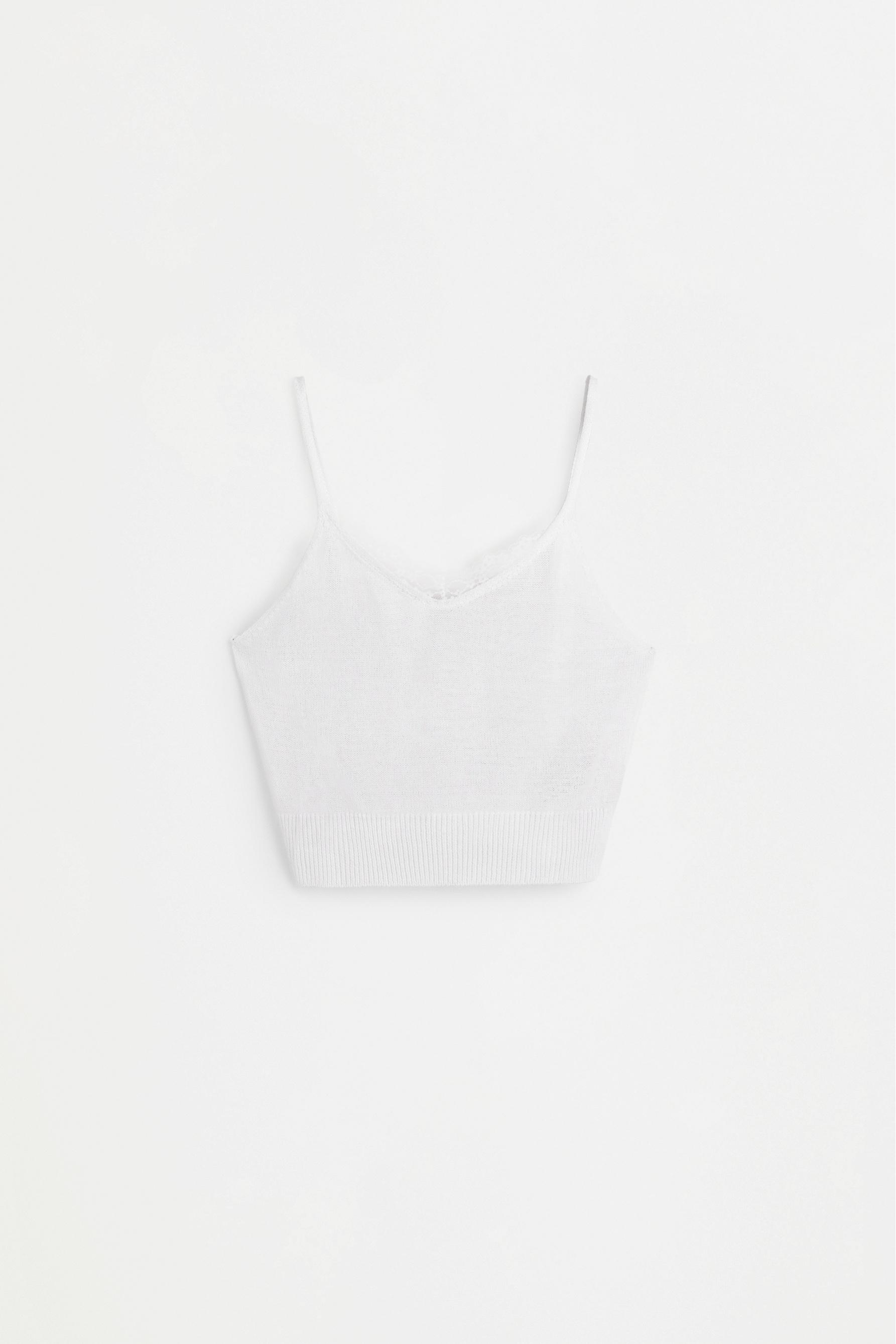 Lace knit top — WHITE