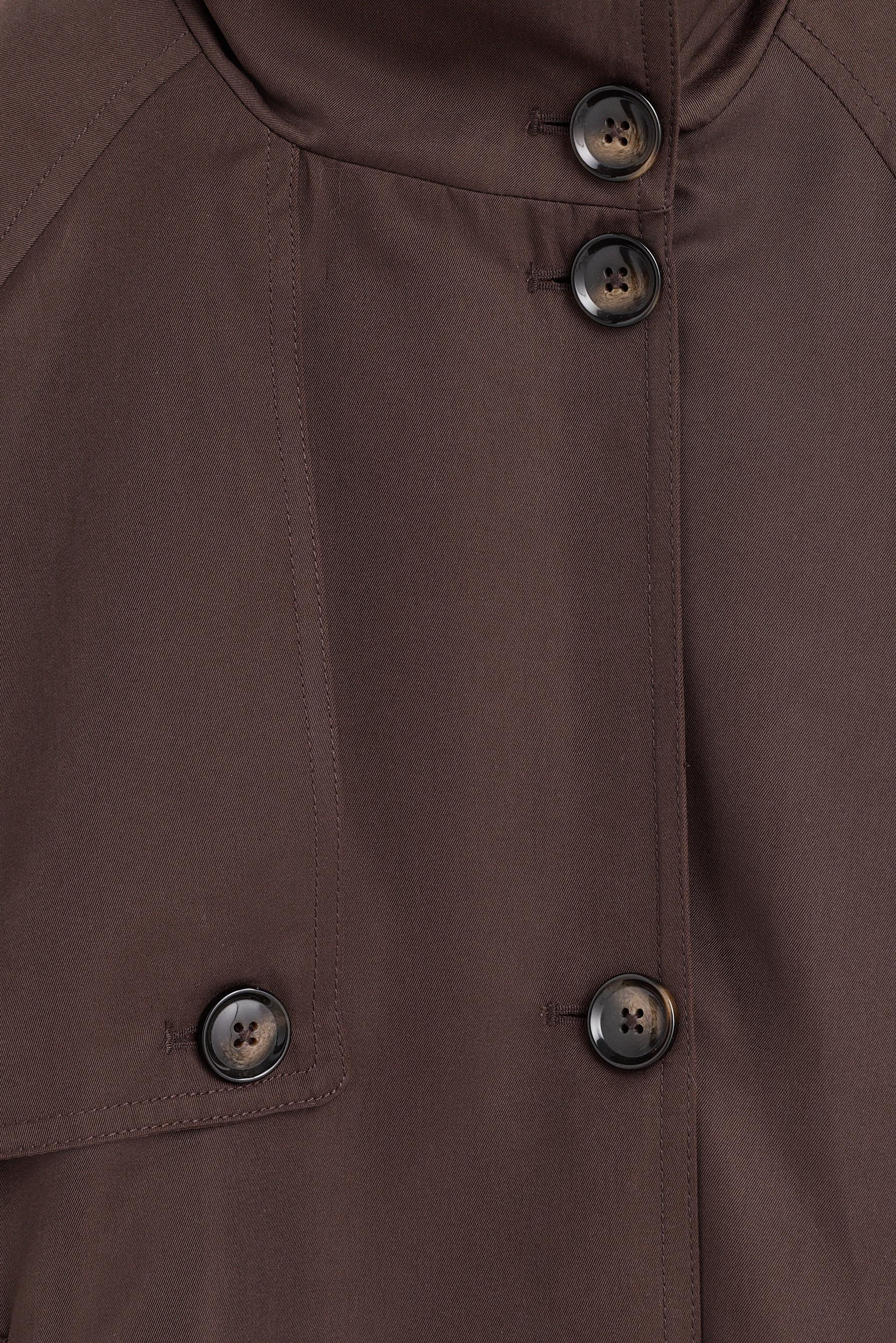 Short trench coat with tie belt — CHOCOLATE