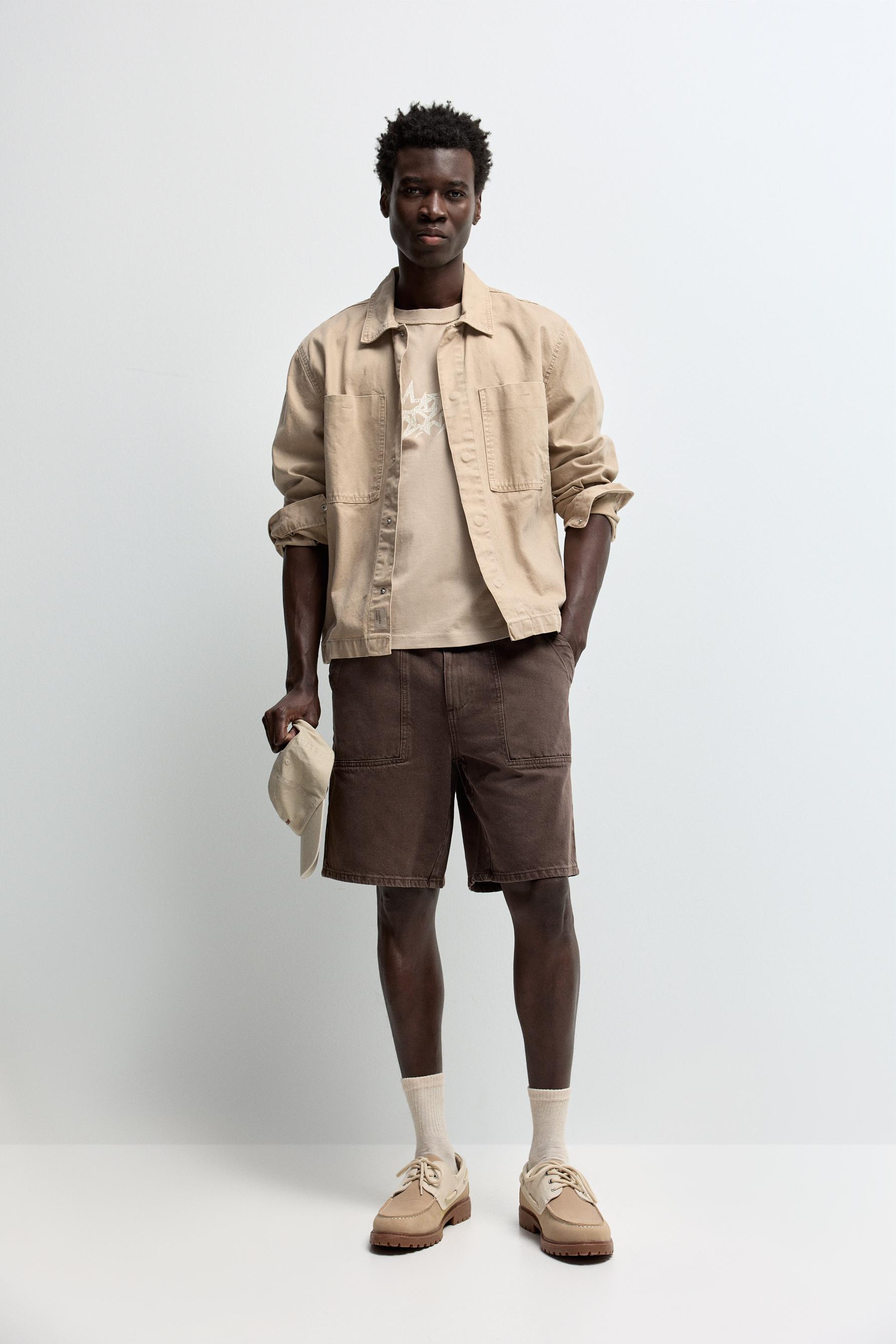 Bermuda denim bolsillos parche