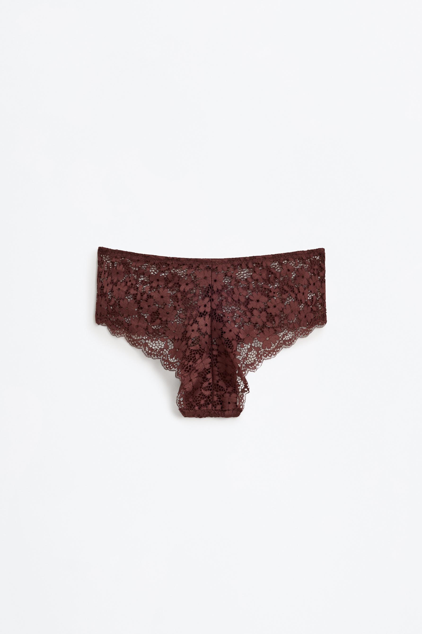 Lace hipster briefs — CHOCOLATE
