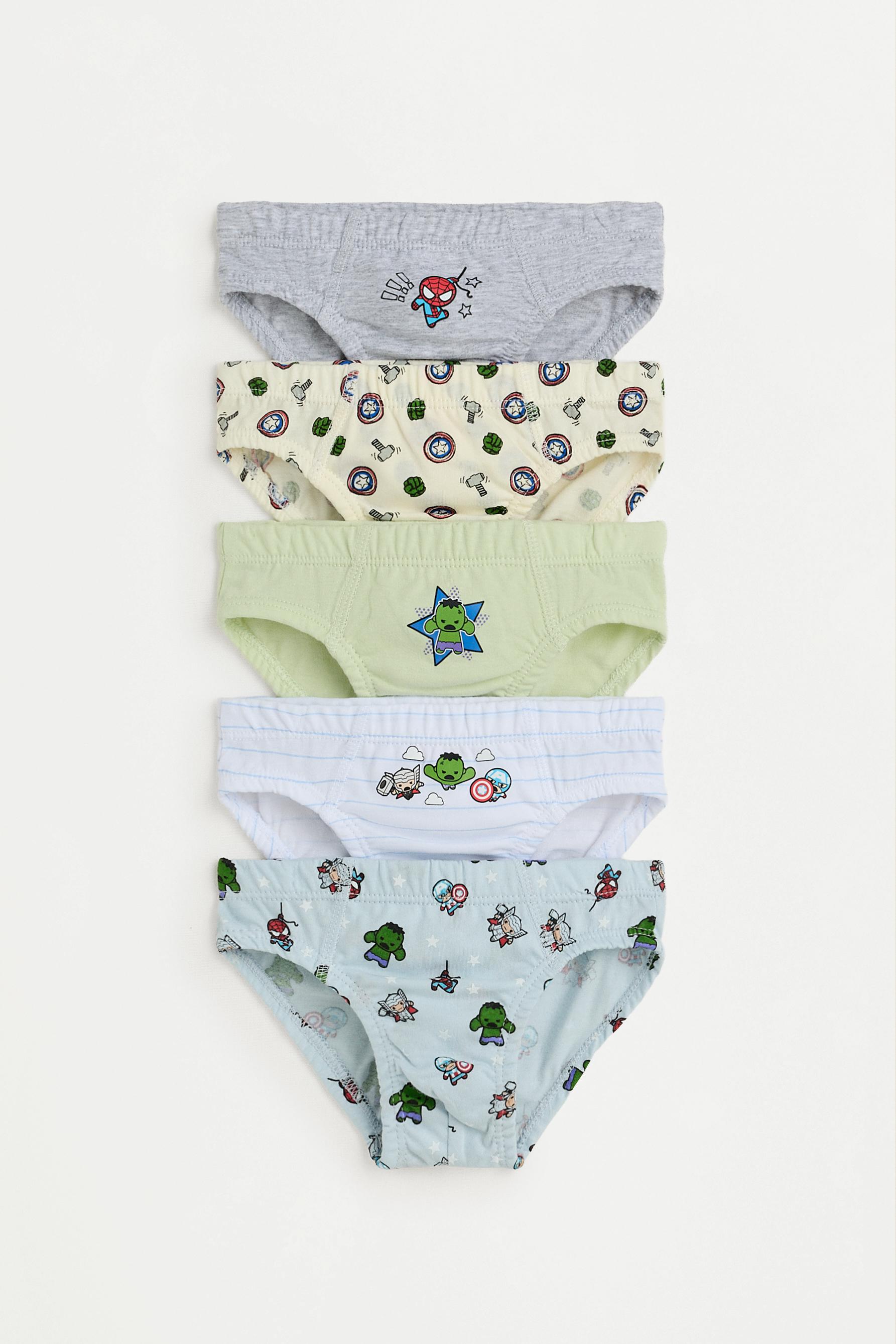 5-Pack of Avengers ©Marvel Briefs — WHITE/GREEN