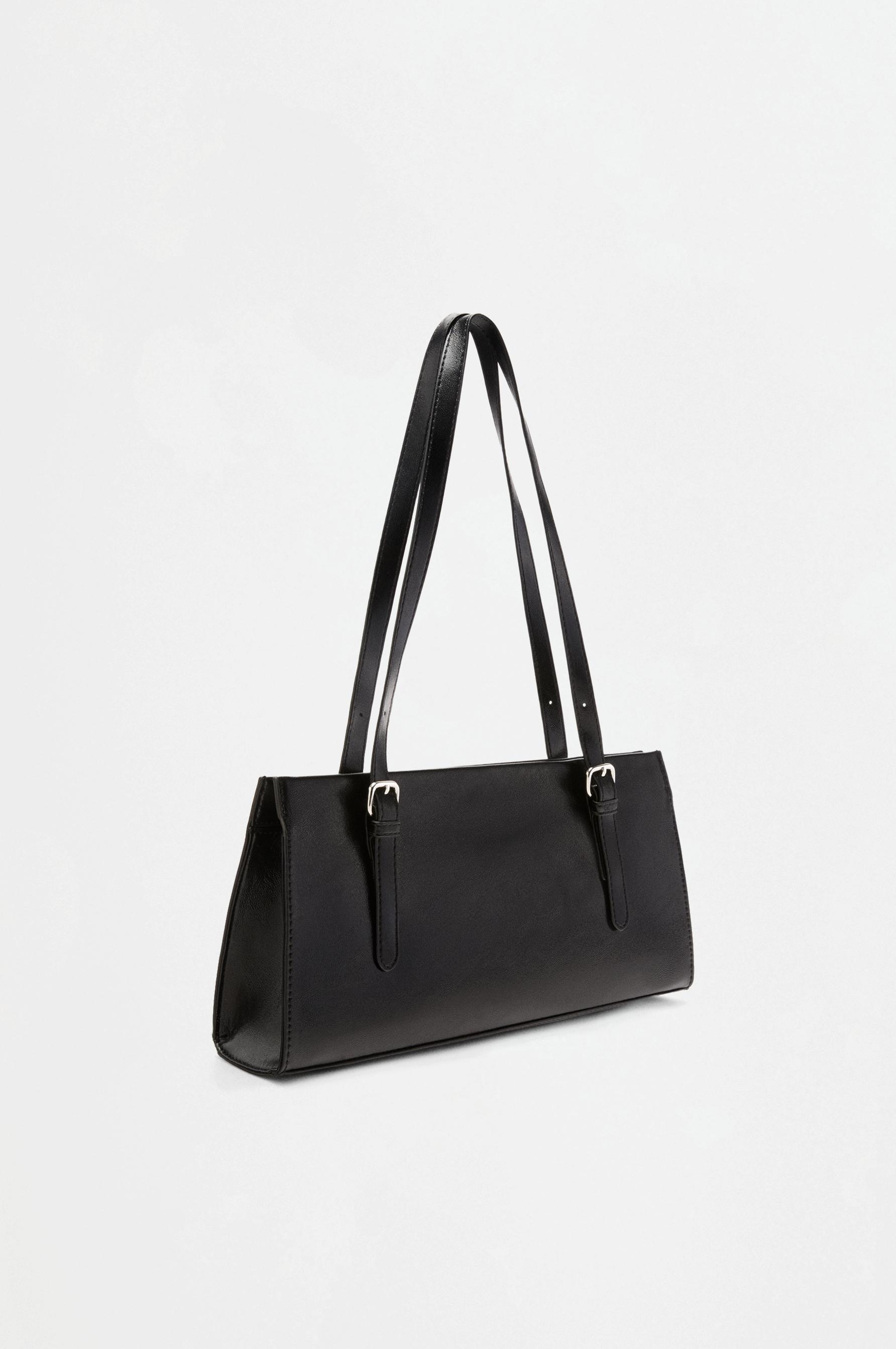 Buckle detail shoulder bag — BLACK